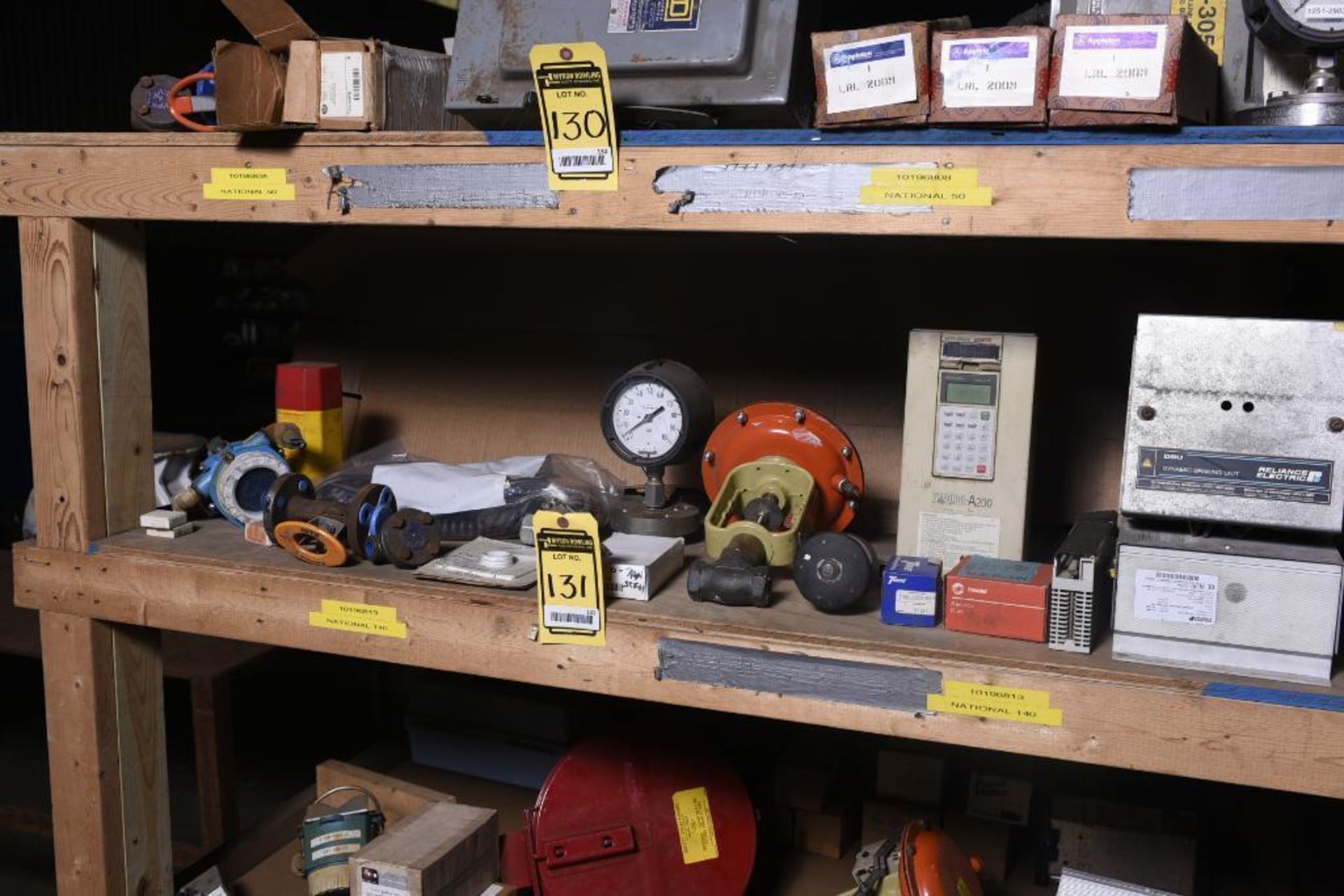 Shelf of Miscellaneous MRO; Valves & Electrical (Modicon, Mitsubishi, Endress Hauser)