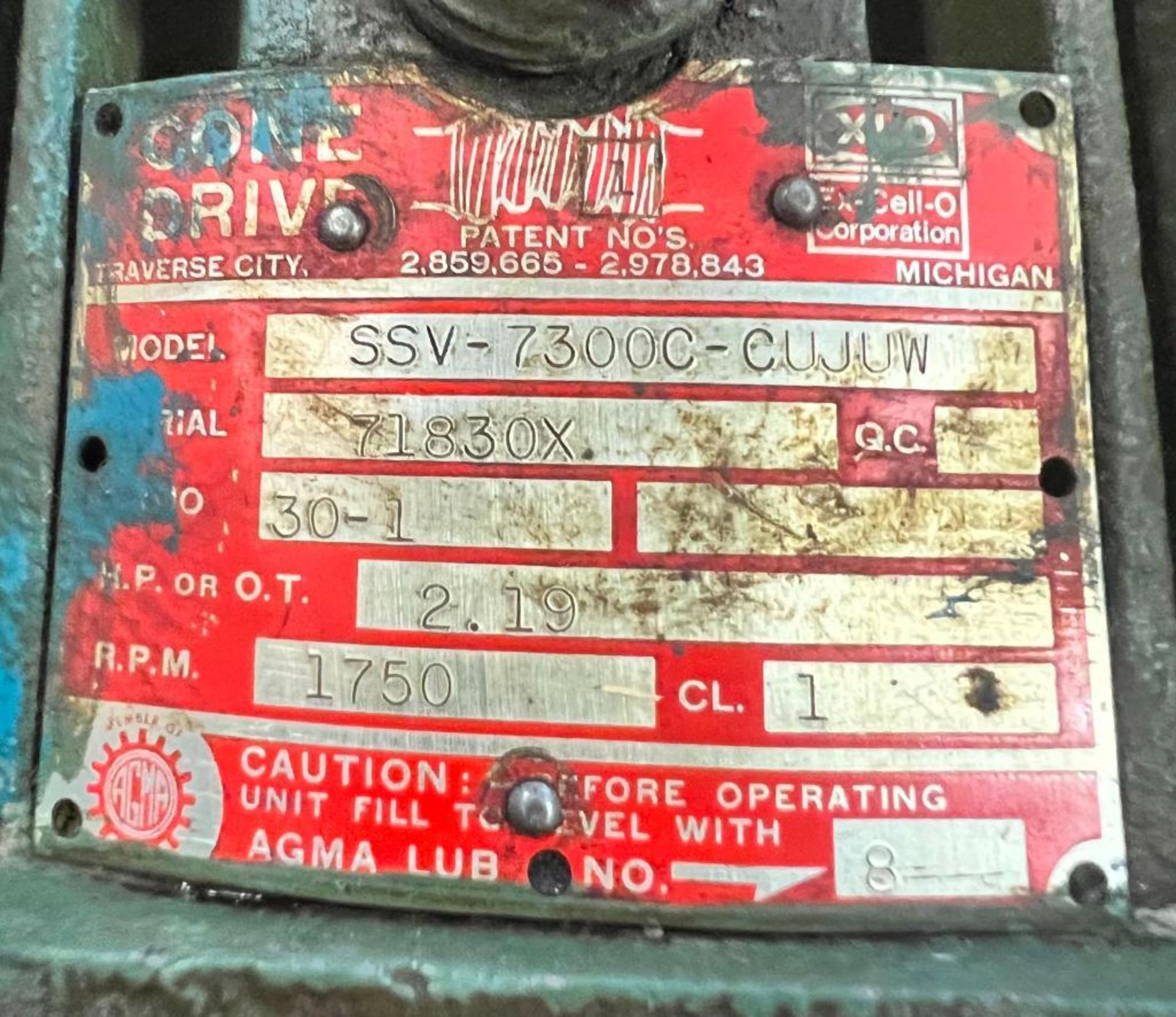 Cone Drive Gear Reducer, Model SSV-7300C-CUJUW, Ratio: 30:1, 1750 RPM - Image 3 of 3