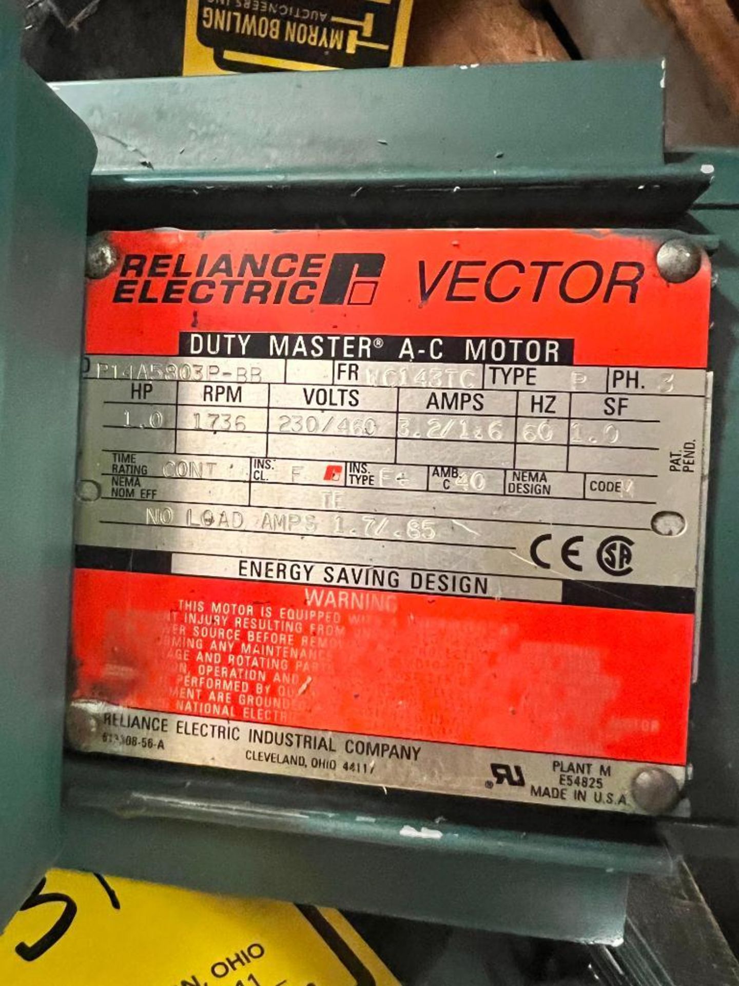 (5x) Reliance Electric Duty Master AC Motors, Model P14A5803P-BB, Frame: WC143TC, Type: P, 3-Phase, - Image 3 of 7