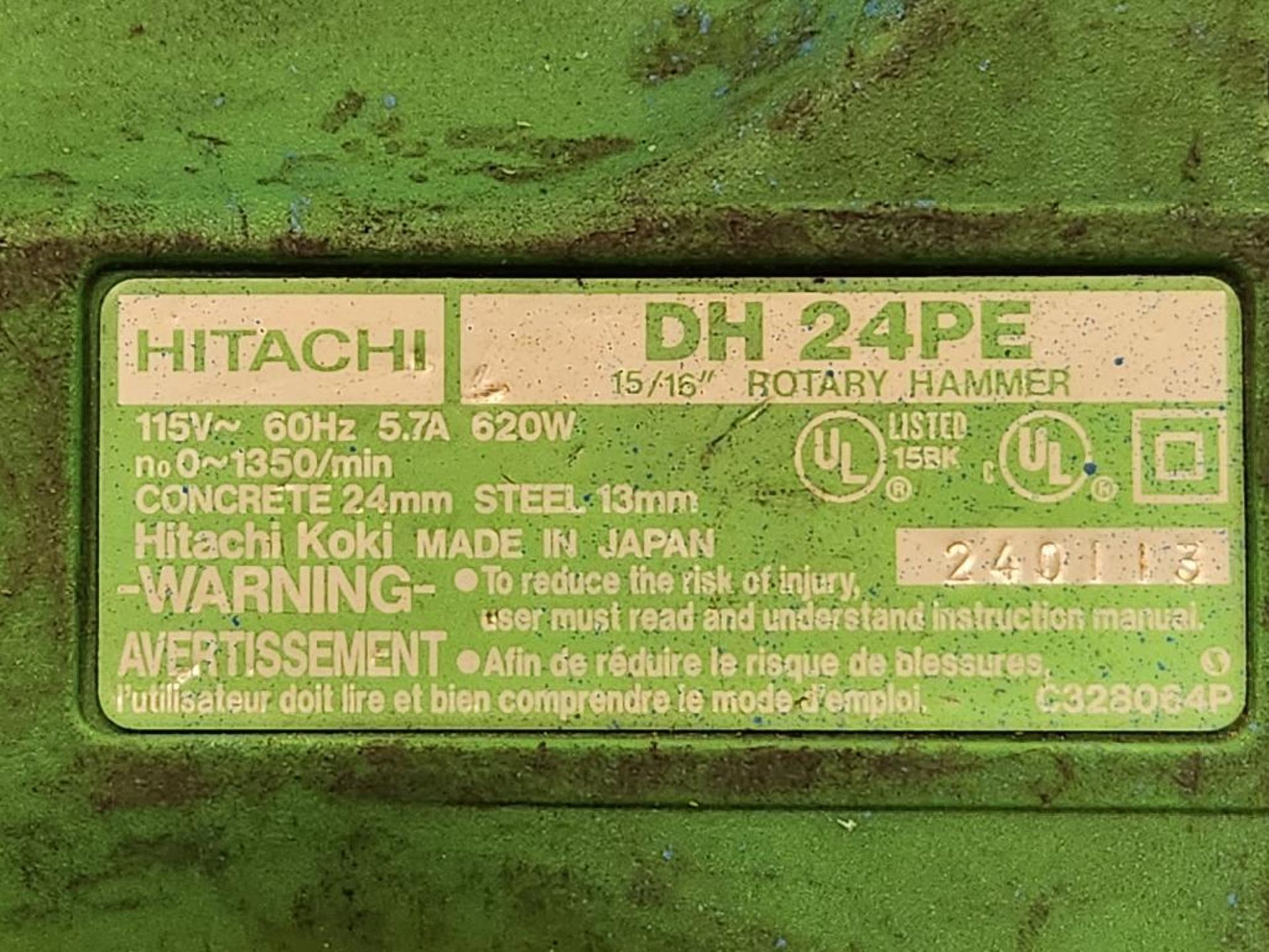 Hitachi 15/16" Rotary Hammer, Model DH 24PE, S/N 240113 - Image 4 of 4