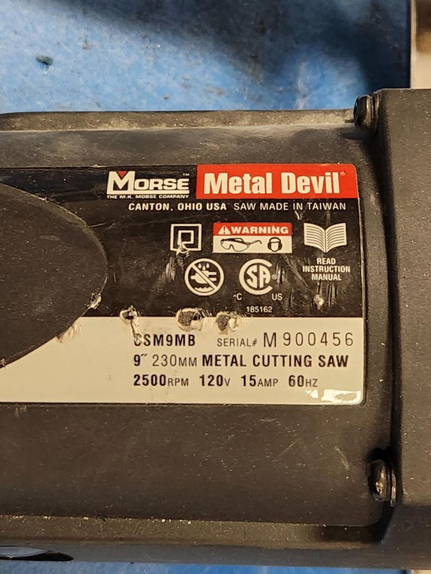 Morse Metal Devil 9" TCT Metal Cutting Circular Saw, Model CSM9MB, S/N M900456 - Image 4 of 6