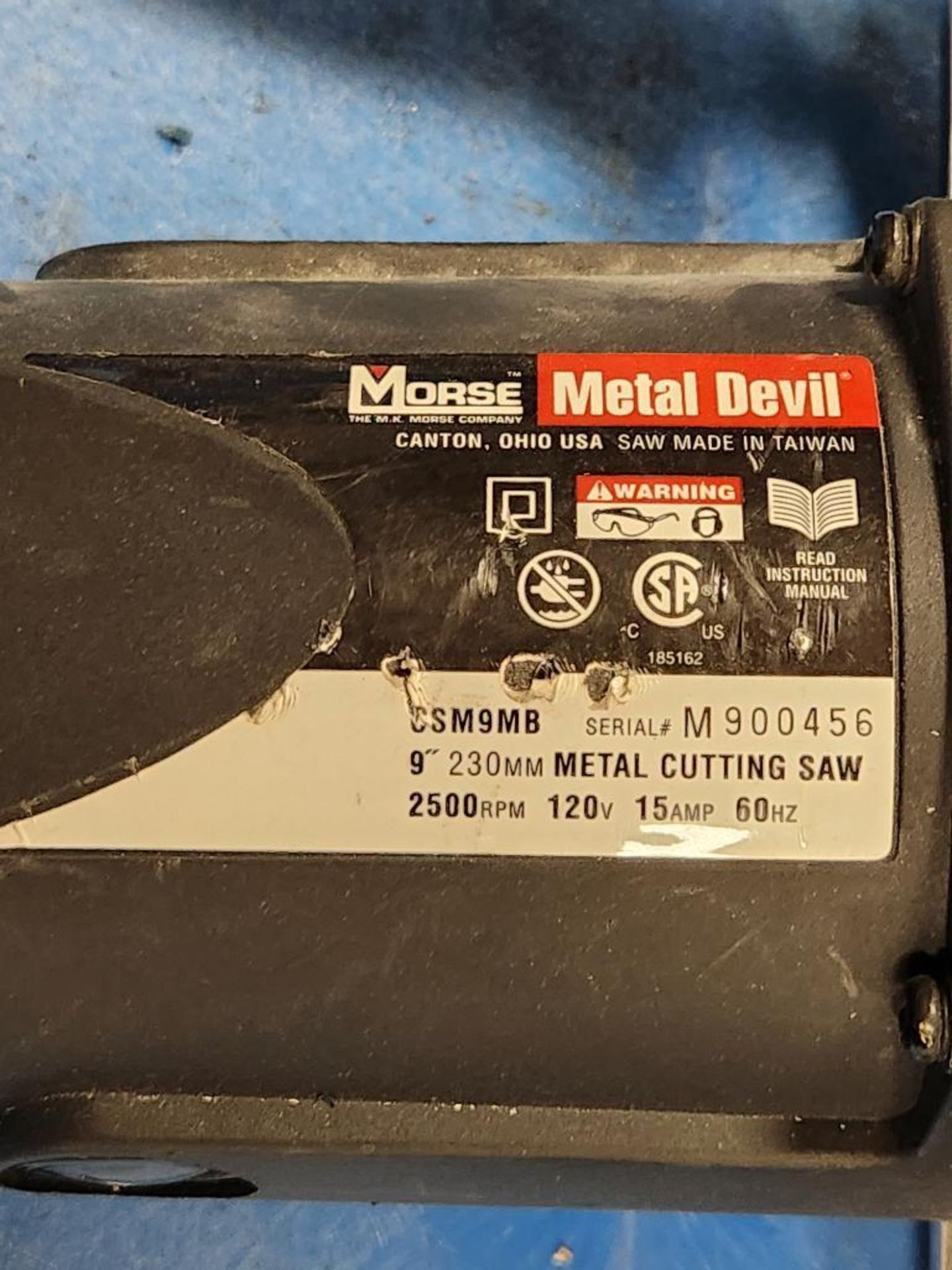 Morse Metal Devil 9" TCT Metal Cutting Circular Saw, Model CSM9MB, S/N M900456 - Image 3 of 6