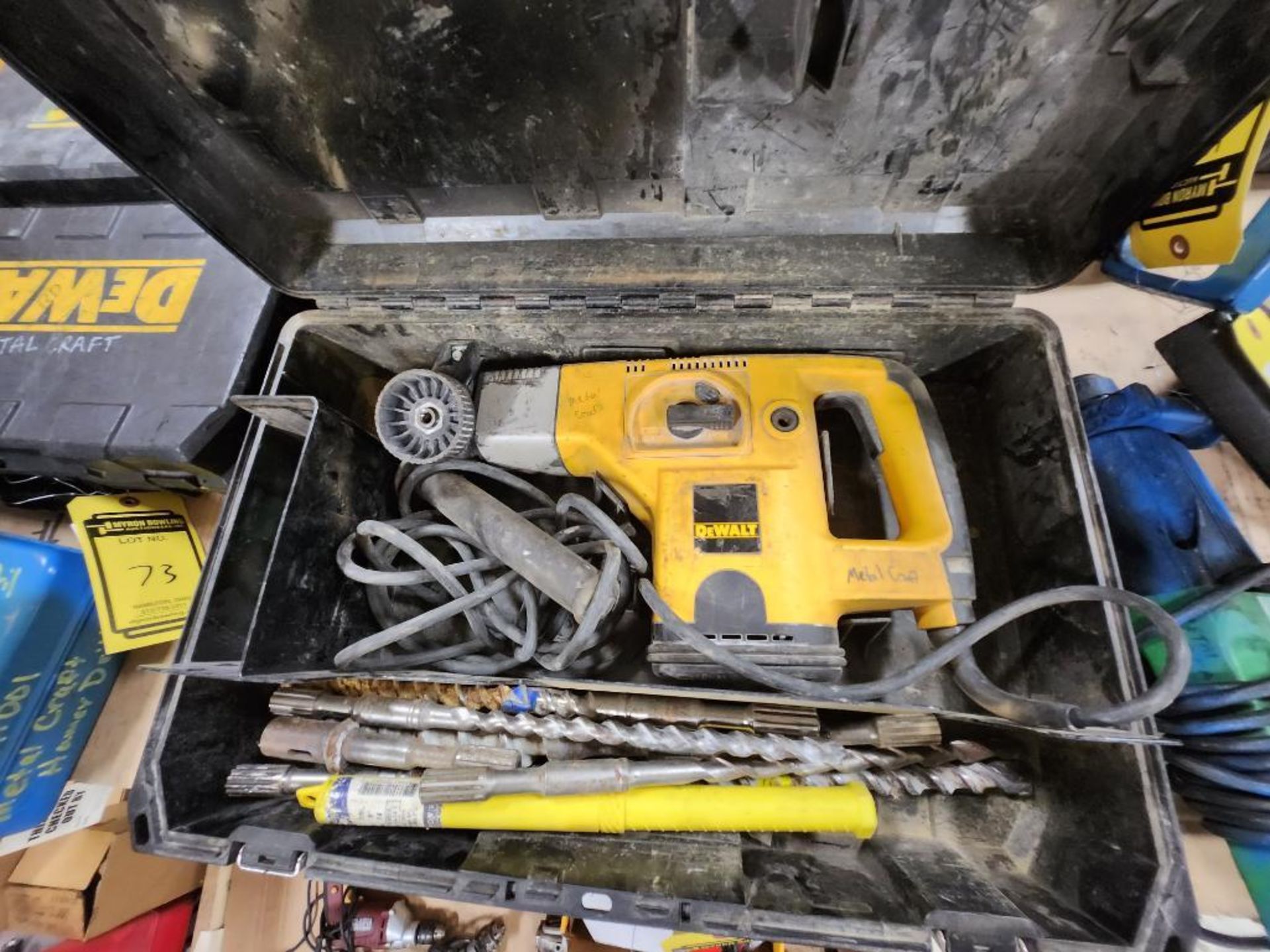 Dewalt 1-1/2" Rotary Hammer Drill, Model DW531, S/N 006002, w/ Assorted Bits, & Case