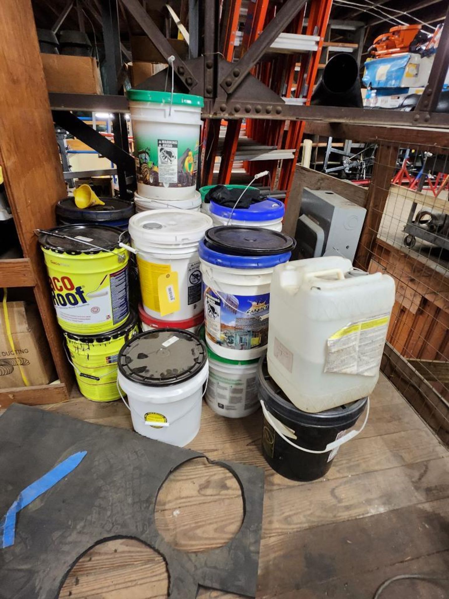 Approx. (16) Assortment of Buckets; Roof Coating, Hydraulic Fluid, Tractor Fluid - Image 2 of 2