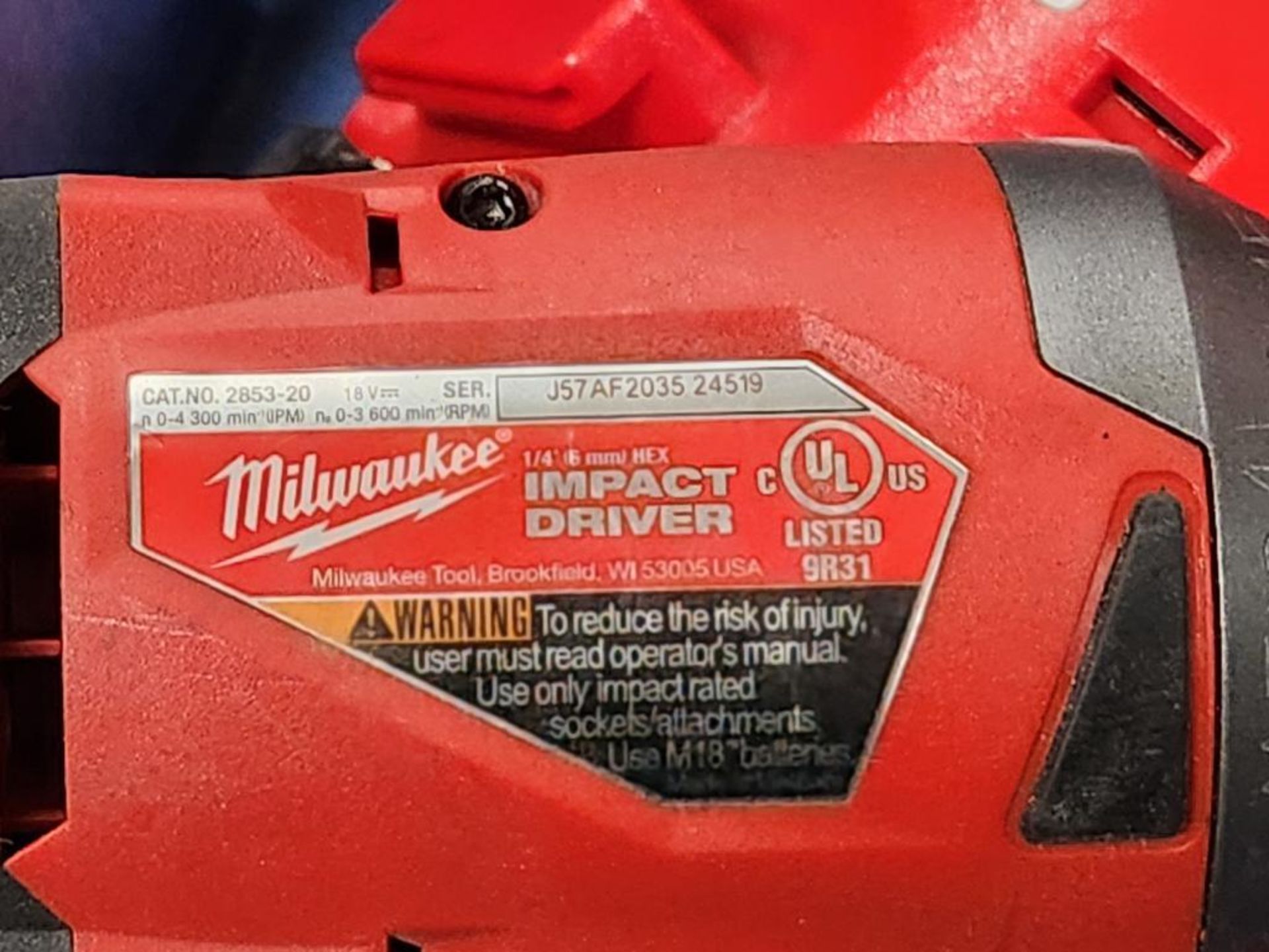 Milwaukee M18 Fuel Cordless Impact Combo Kit, 3/8" Impact Wrench, Model 2754-20, (2) 1/4" Impact Dri - Image 5 of 7