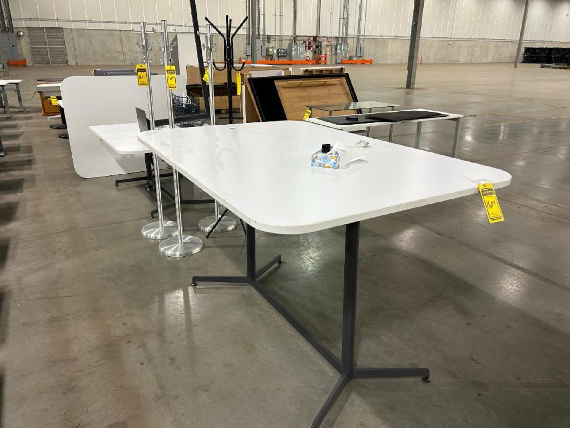 Various Office Furniture Including (3) Conference Tables & (4) Coat Hangers ($25 Loading Fee Will Be - Image 2 of 2