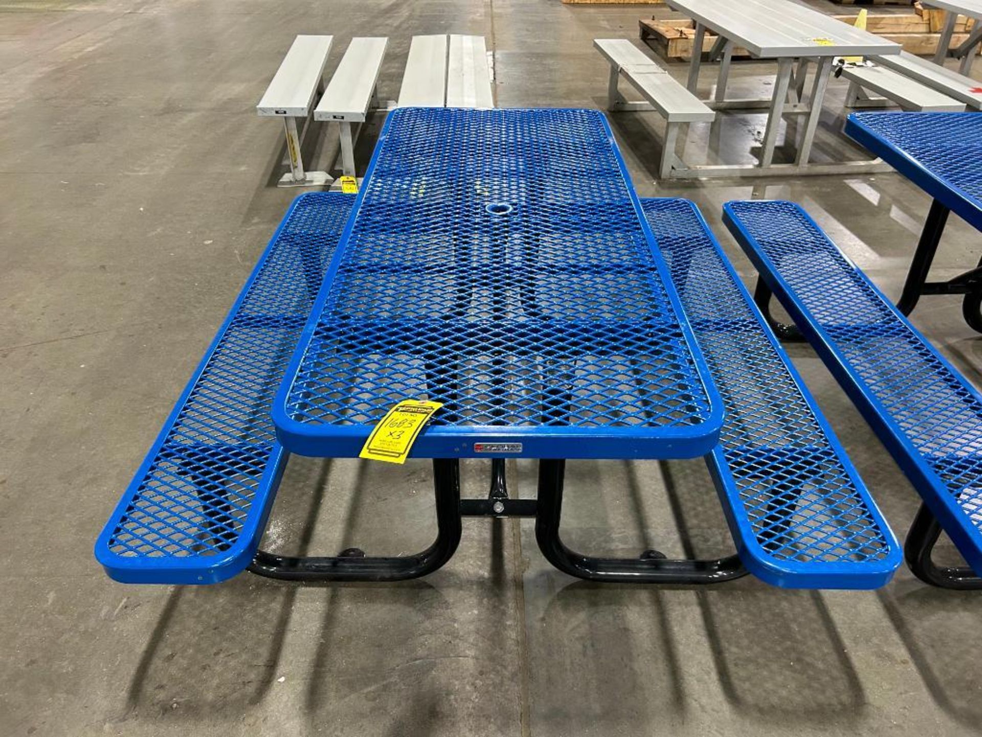 (3) Global Industrial Rubber Wrapped Steel Picnic Tables ($50 Loading Fee Will Be Added To Invoice) - Image 2 of 2