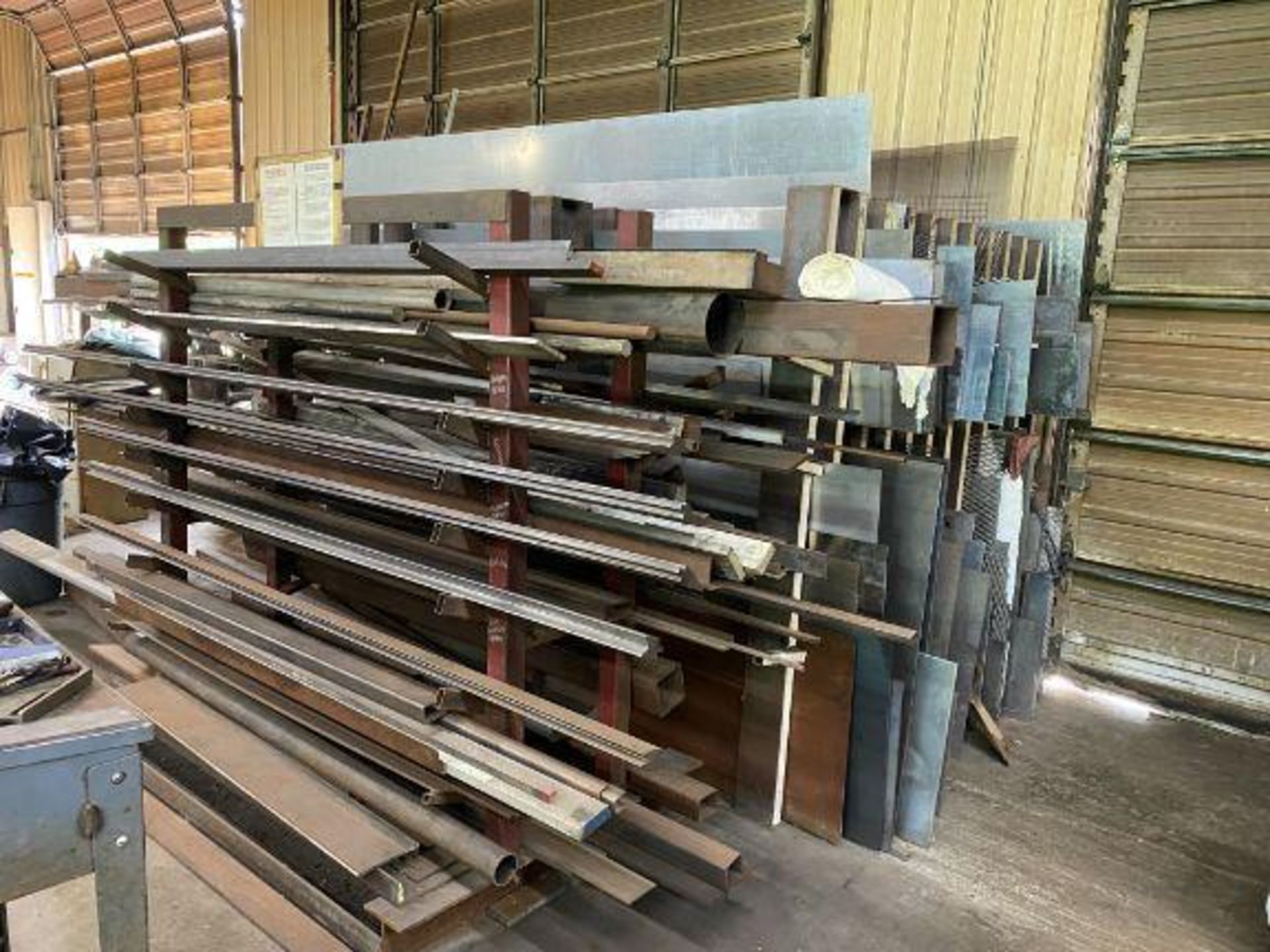 Large Lot of Sheet Metal Including Diamond Plate & Stainless (Red Rack in front Included, Press Brak
