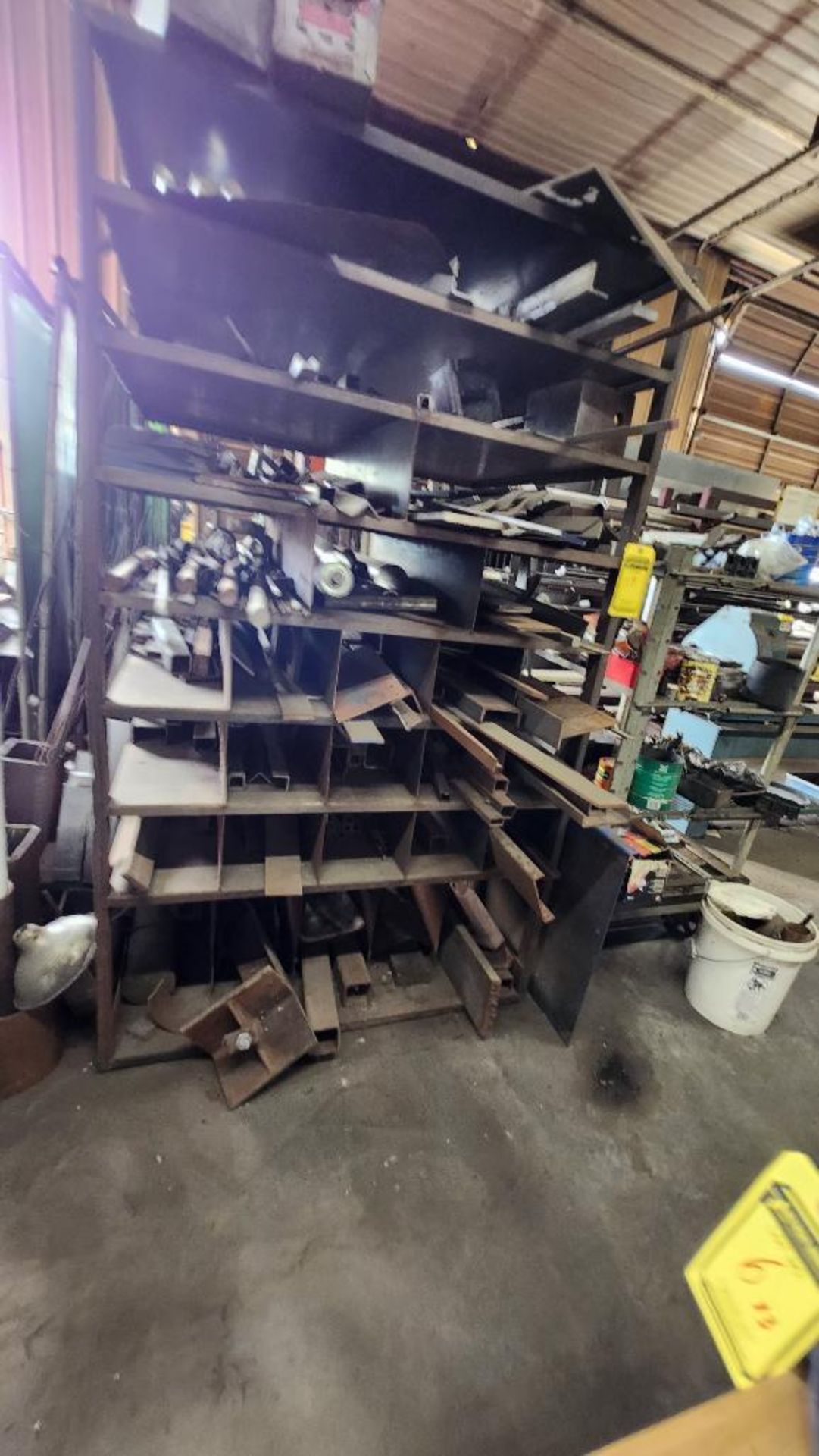 Rack & Small Pieces of Misc. Type & Sizes of Metal, Aluminum, & Stainless Steel