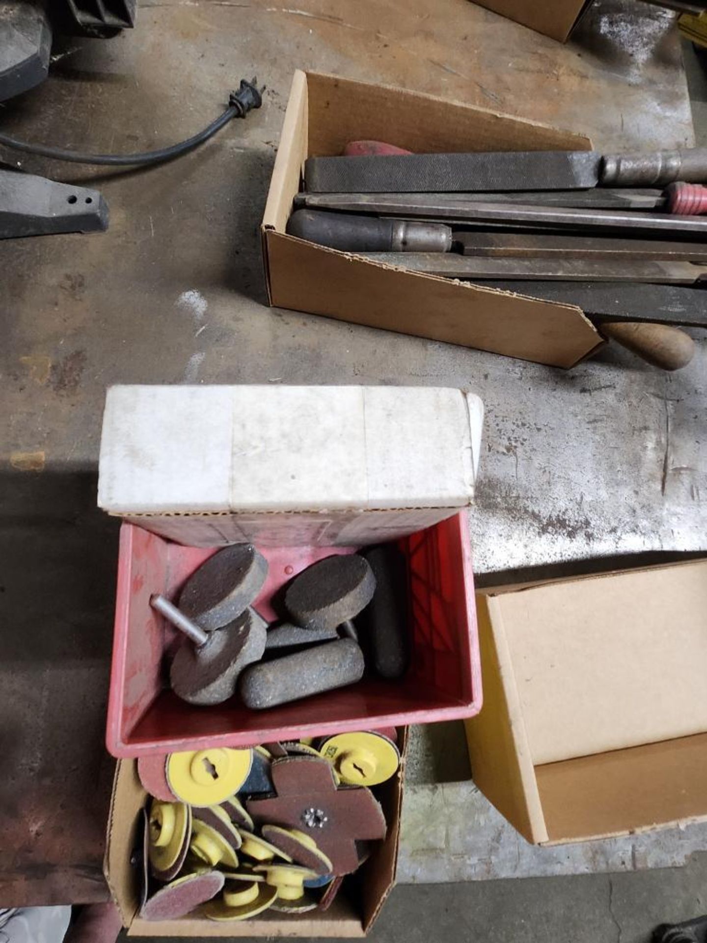 Box of Sanding Discs, Adapters, & Grinding Wheels - Image 2 of 2