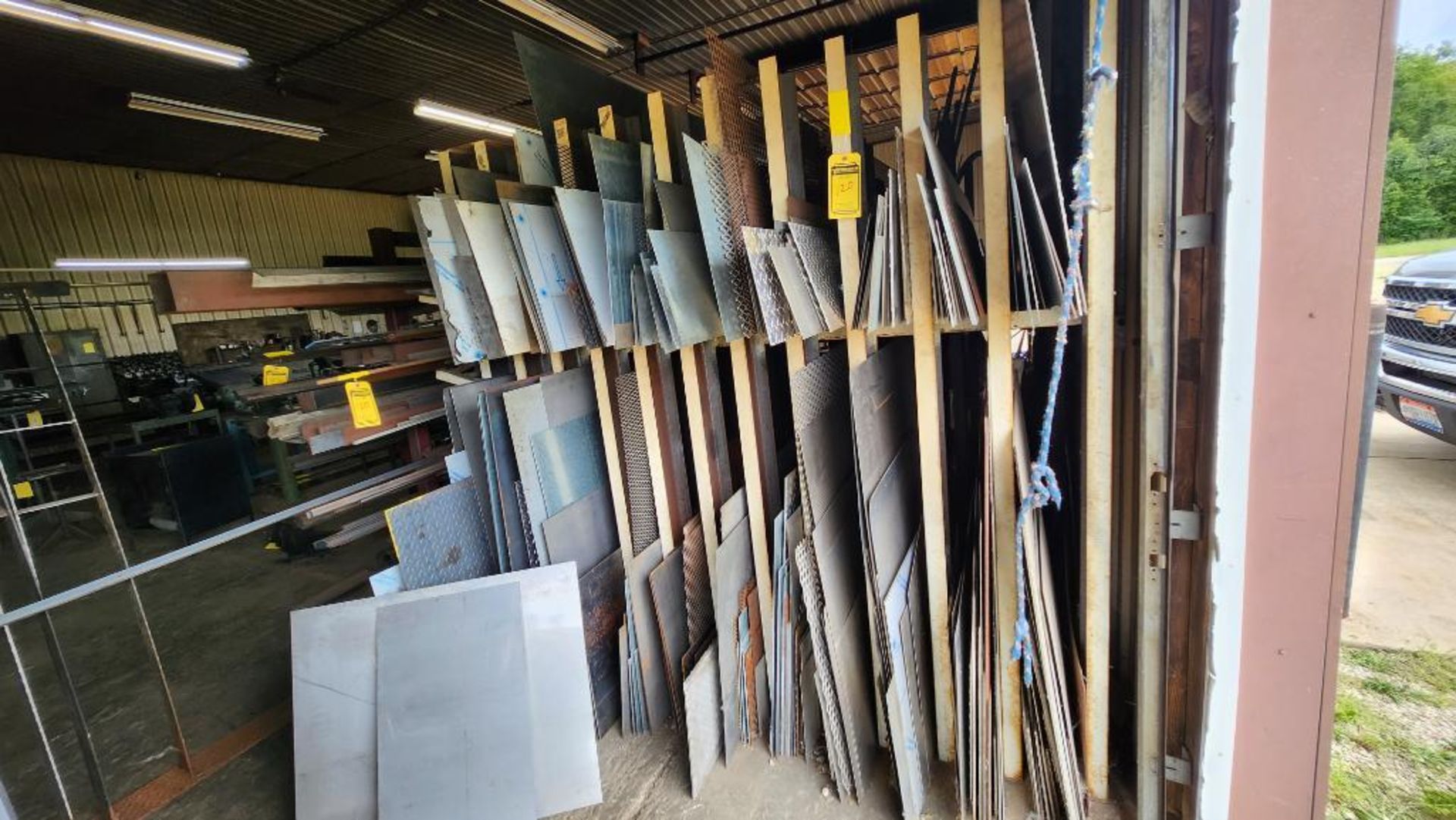 Large Lot of Sheet Metal Including Diamond Plate & Stainless (Red Rack in front Included, Press Brak - Image 2 of 9