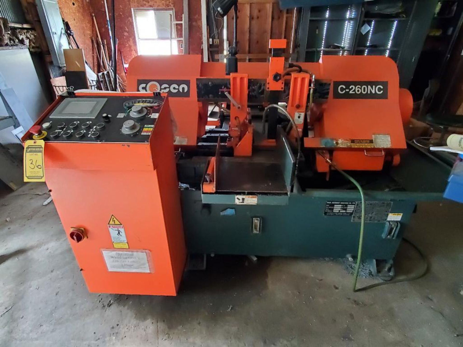 2012 Coson C-260NC Mechanical/ Hydraulic Horizontal Automatic Band Saw w/ Feed on Feed Off Roller Co - Image 2 of 13