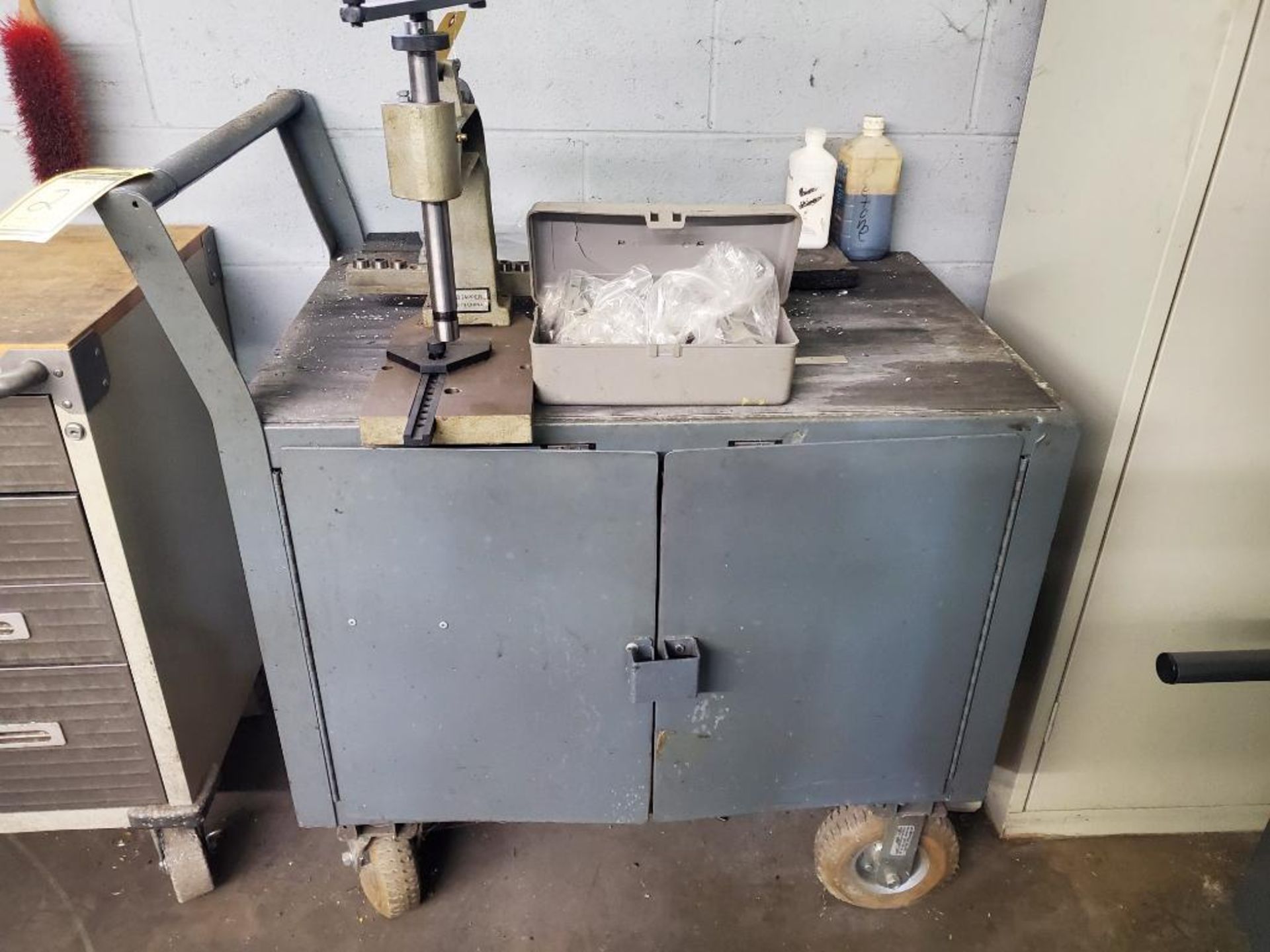 Steel Rolling Tool/ Service Cabinet w/ Contents, Pneumatic Tires