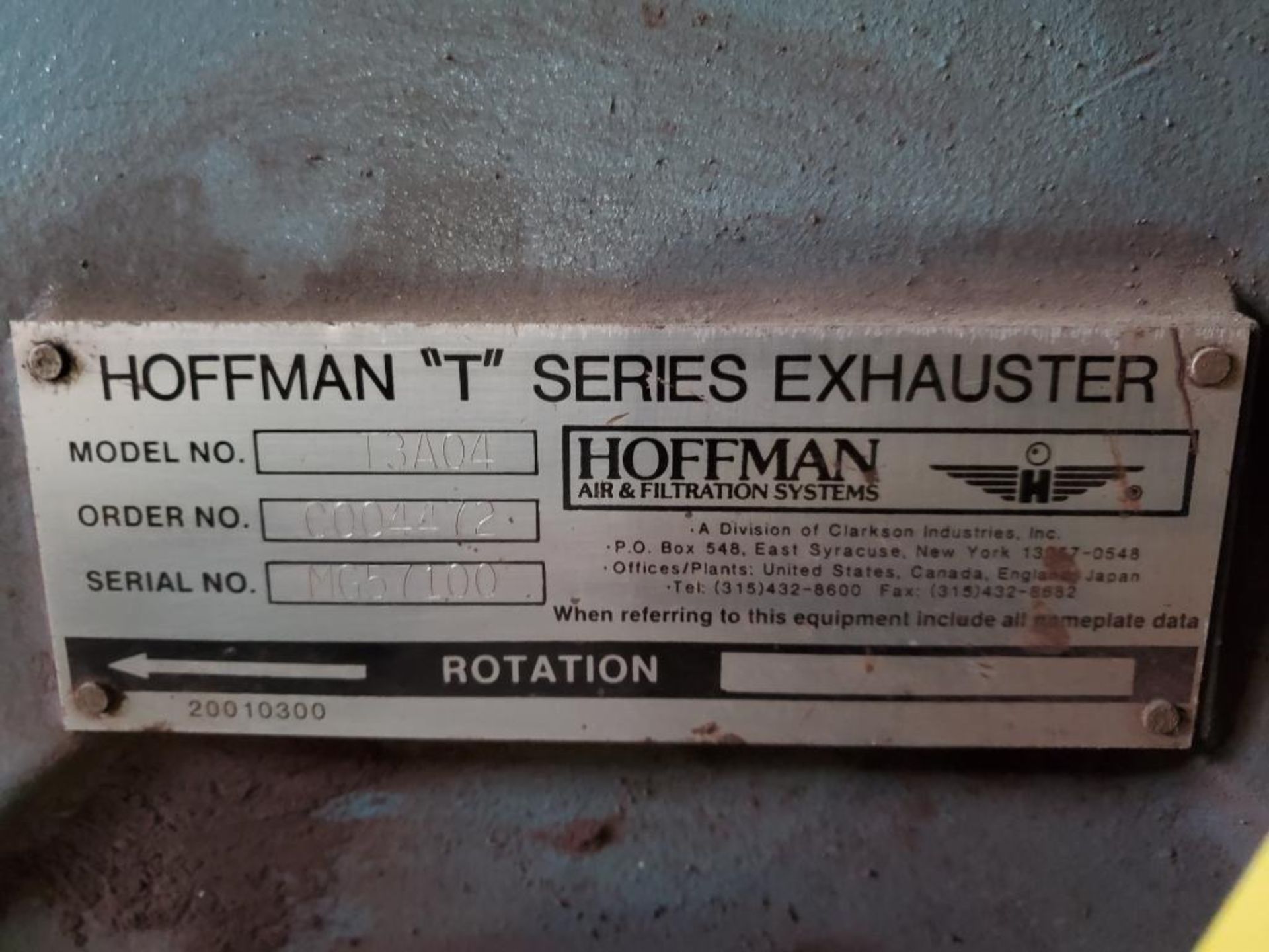 Hoffman T Series Exhauster, Model T3A04, 30 HP - Image 5 of 6