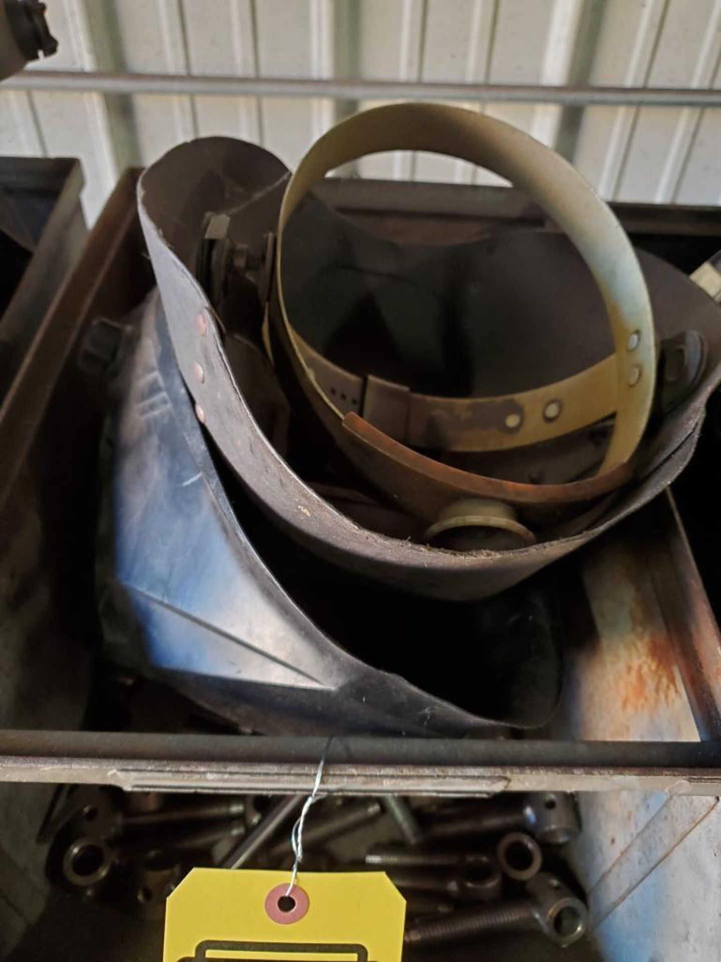 (4) Bins of Welding Wire, Welding Mask, Grinding Wheels, Mag Base, & Fabricated Bolts - Image 6 of 6