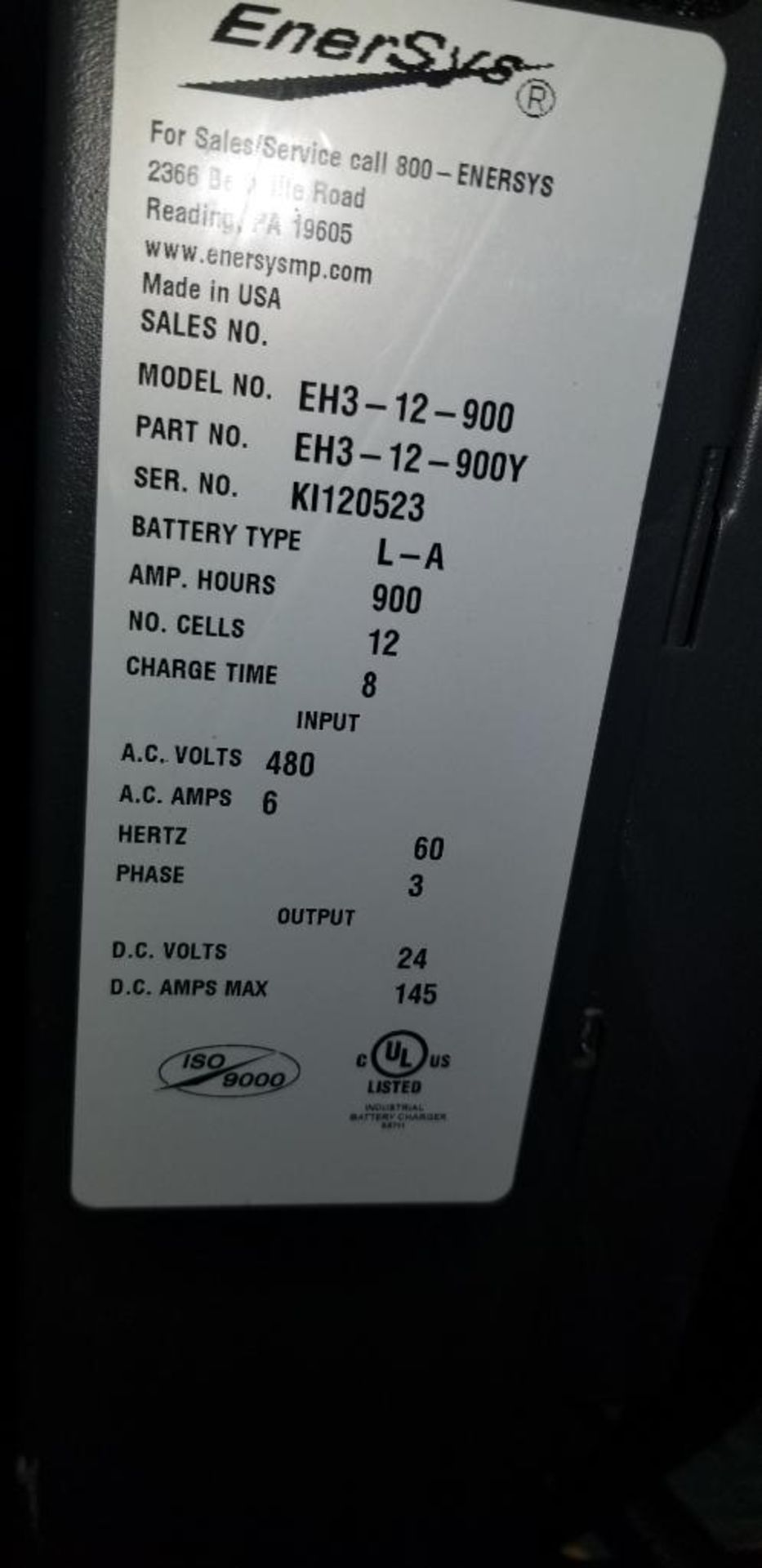 (2x) EnerSys Enforcer Battery Chargers, Model EH3-12-900, Input: 480V, 3-Phase, Output: 24V, 145 Amp - Image 4 of 4