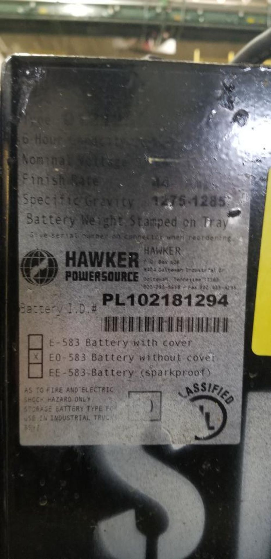 (2x) Hawker Powerline Batteries, 24V, 875A.H., Battery Weight: 1,728 & 1,735 LB., L36"xW14"xH31" ($5 - Image 5 of 7