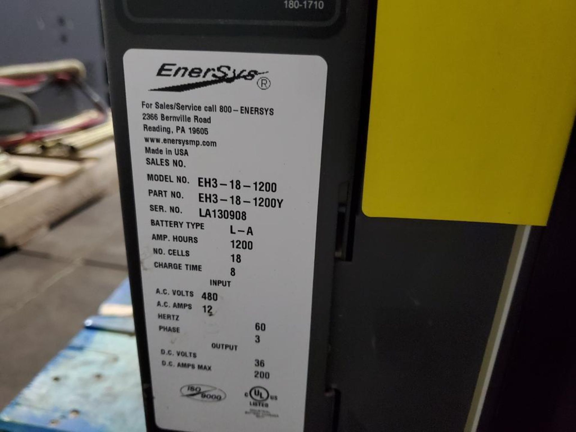 (2x) EnerSys EnForcer Battery Chargers, Model EH3-18-1200, Input: 480V, 3-Phase, Output: 36V, 200 Am - Image 3 of 4