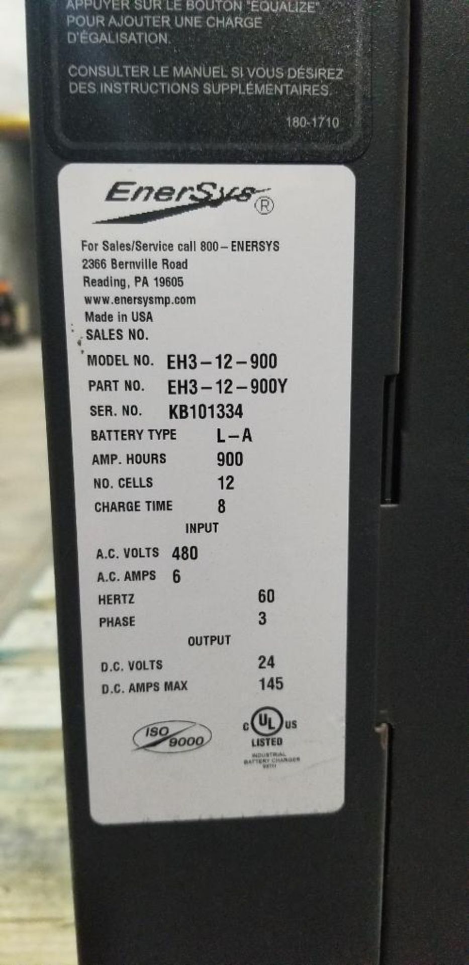 (2x) EnerSys Enforcer Battery Chargers, Model EH3-12-900, Input: 480V, 3-Phase, Output: 24V, 145 Amp - Image 6 of 6