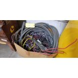 Contents of Box and Corner; Assorted Wire, Flex Conduit, Copper Tubing, Cart