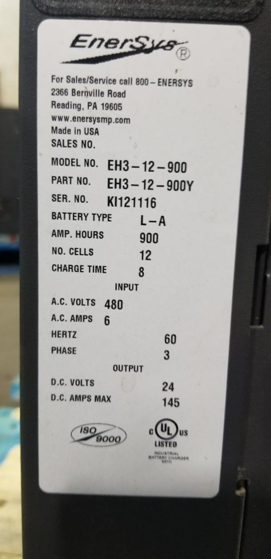 (2x) EnerSys Enforcer Battery Chargers, Model EH3-12-900, Input: 480V, 3-Phase, Output: 24V, 145 Amp - Image 6 of 6