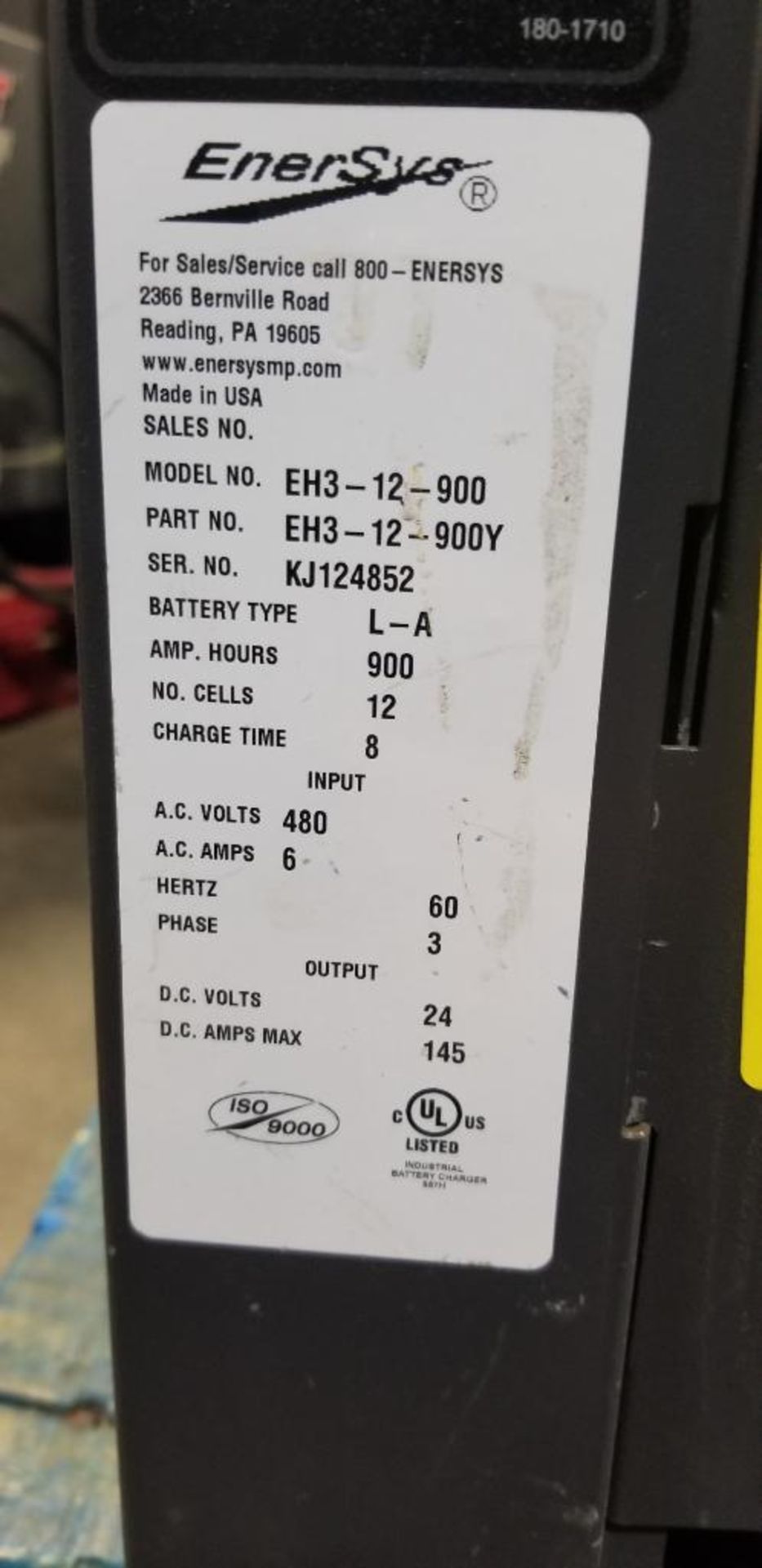 (2x) EnerSys Enforcer Battery Chargers, Model EH3-12-900, Input: 480V, 3-Phase, Output: 24V, 145 Amp - Image 4 of 4