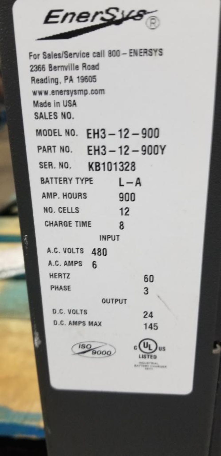 (2x) EnerSys Enforcer Battery Chargers, Model EH3-12-900, Input: 480V, 3-Phase, Output: 24V, 145 Amp - Image 4 of 5