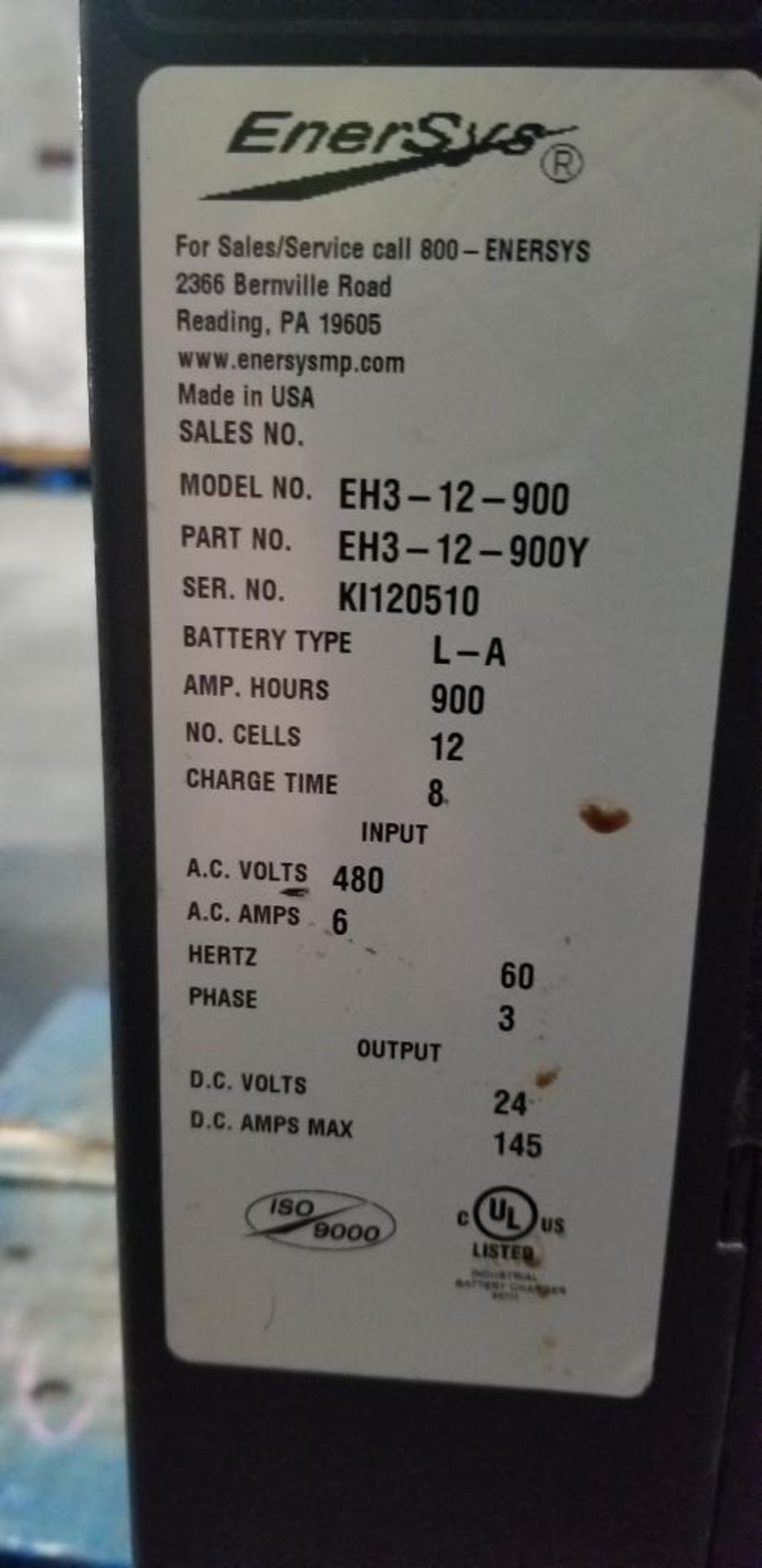 (2x) EnerSys Enforcer Battery Chargers, (1) Model EH3-12-900, Input: 480V, 3-Phase, Output: 24V, 145 - Image 5 of 6