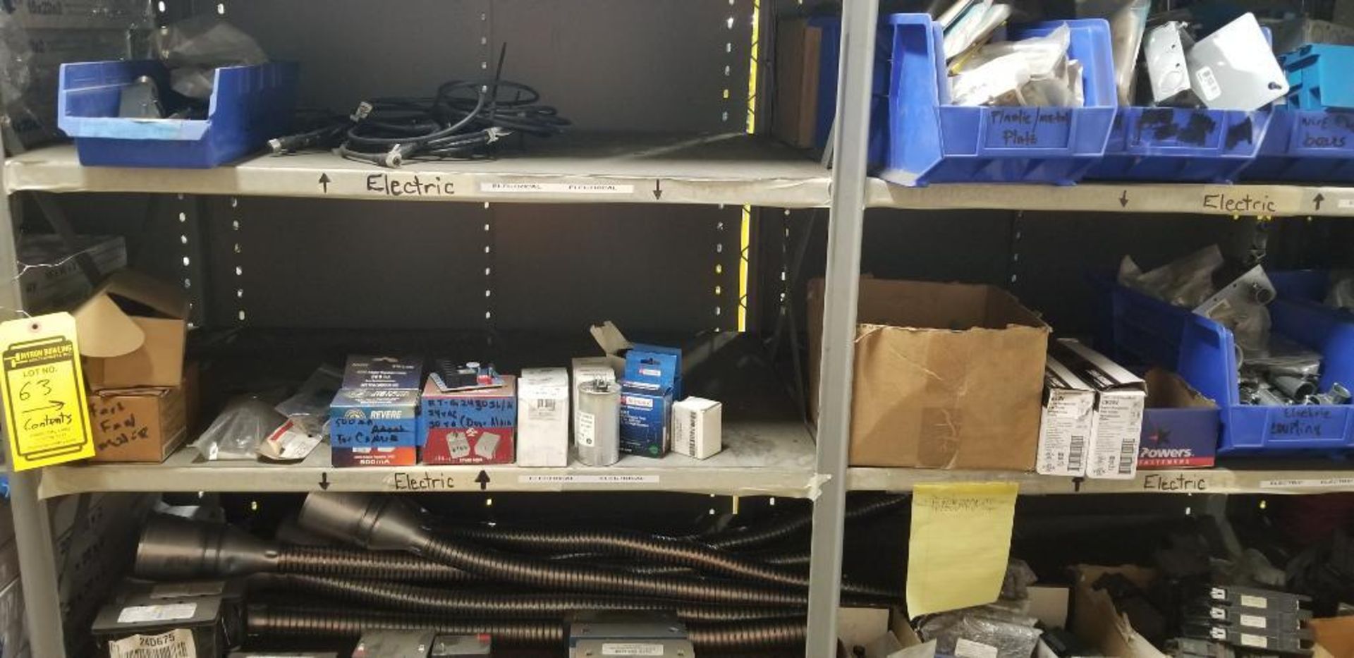 (3x) Contents of (3) Sections of Rack, Assorted Electrical Components ...