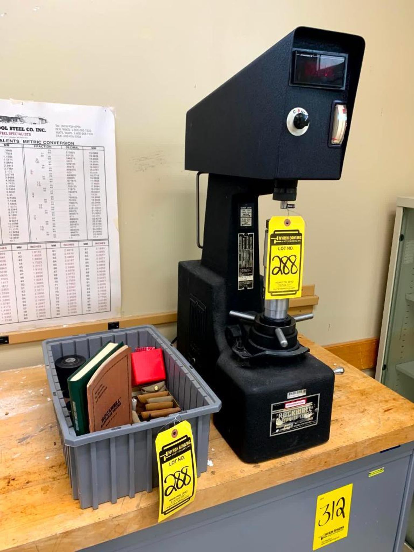 Rockwell Hardness Tester, Model 3DTARB, S/N 133, & Accessories