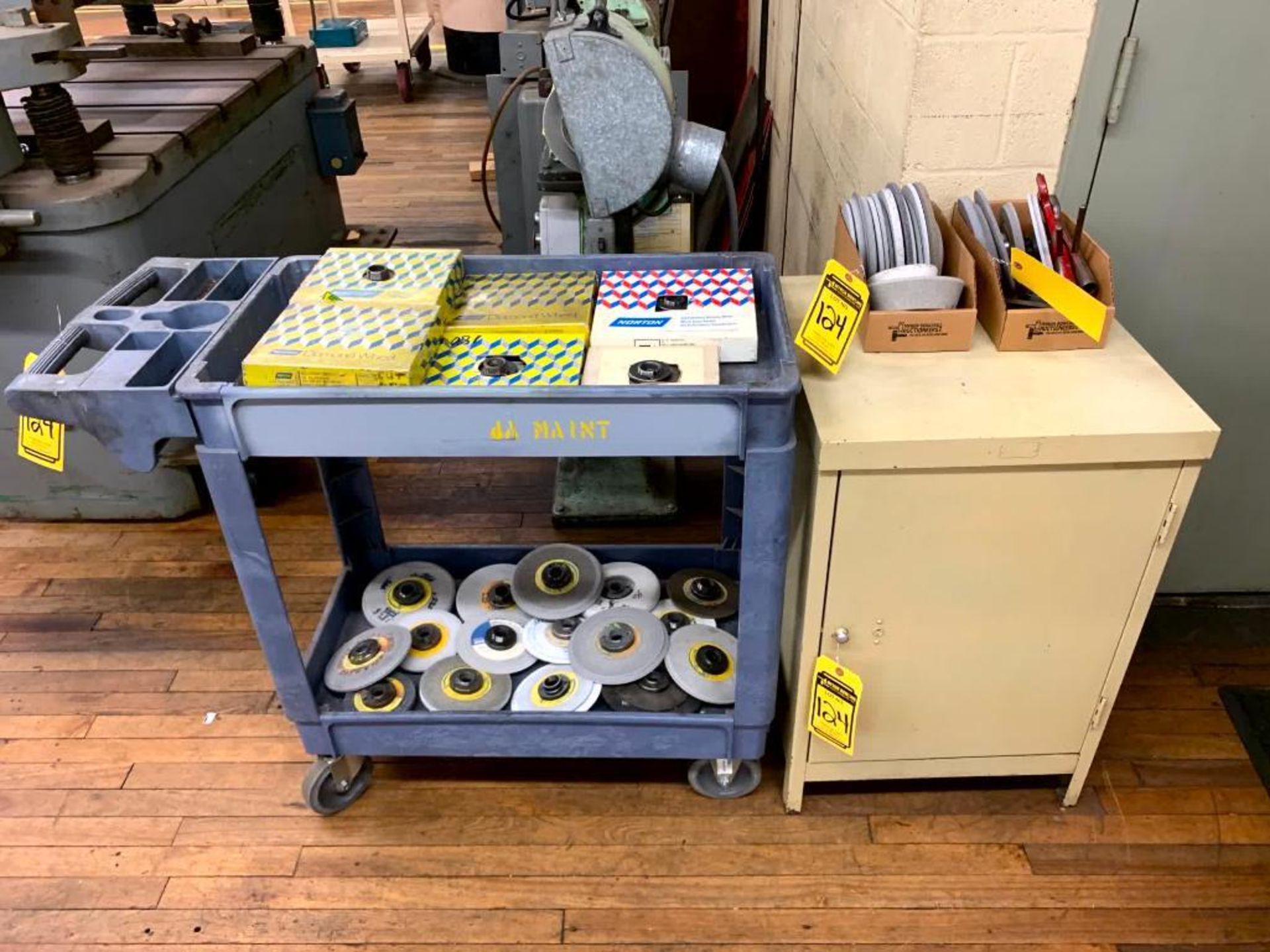 Cart & Cabinet w/ Assorted Grinding Wheels