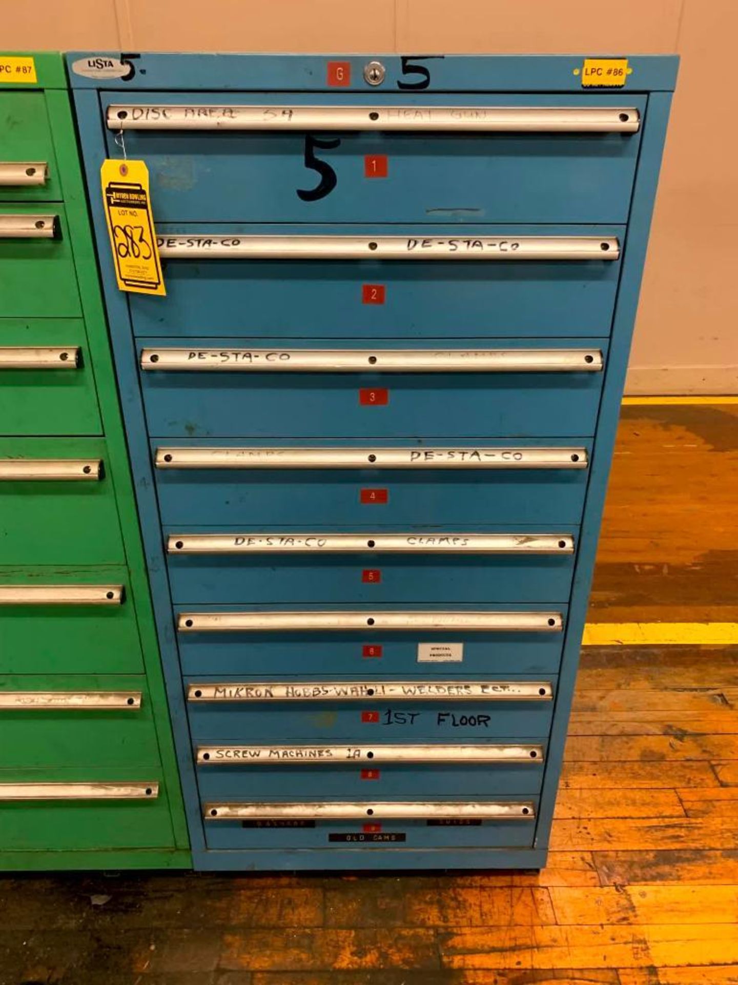 Lista 9-Drawer Cabinet: Bushings, Plugs, Ejectors, Dr-Sta-Co Clamps, Springs, Flex Cable Connectors