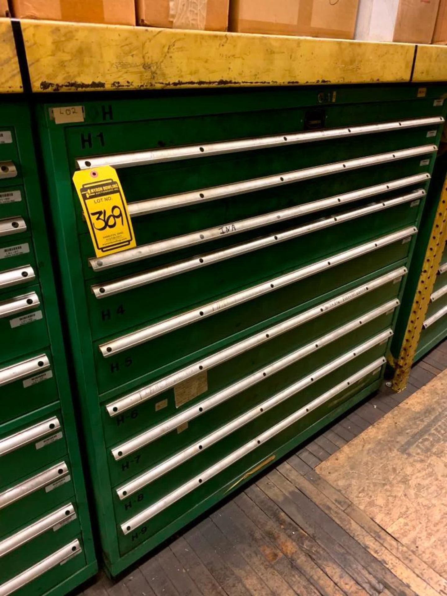 Lista 9-Drawer Cabinet: Full of Bearings/ Cam Followers/ Mounted Bearings By MB Manf, Torrington, Mc