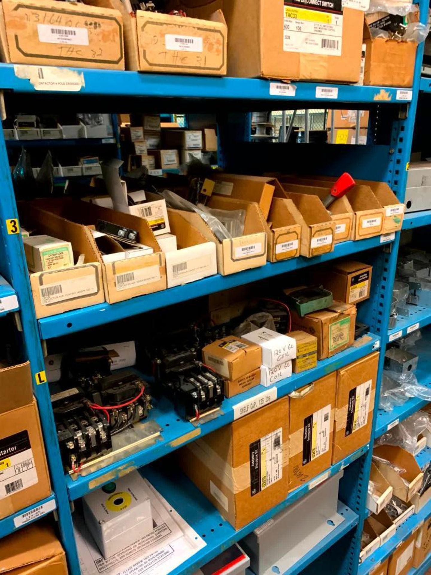 Content on (22) Bays of Clip Shelving: Transformers, Safety Switches, Magnetic Starters, Enclosures, - Image 9 of 74