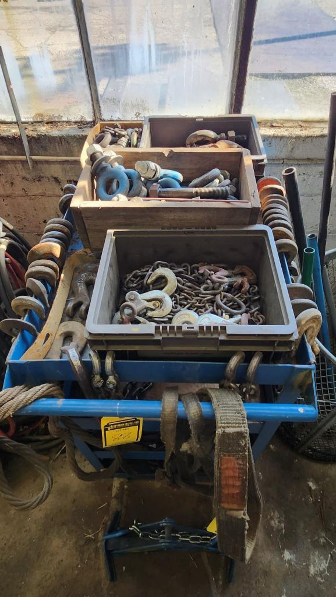 Steel Shop Cart w/ Content of Rigging Chains, Hooks, Eyebolts, Shackles, Rigging Harnesses - Image 5 of 5