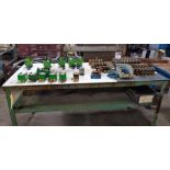 Steel Shop Table w/ Content of Assorted Nitrogen Gauges & Distribution Blocks