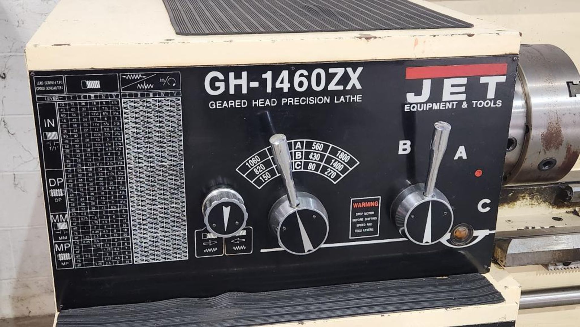 Jet Geared Head Precision Lathe, Model GH-1460ZX, S/N 000821ZX204, 230V/460V, 3-Phase - Image 10 of 14