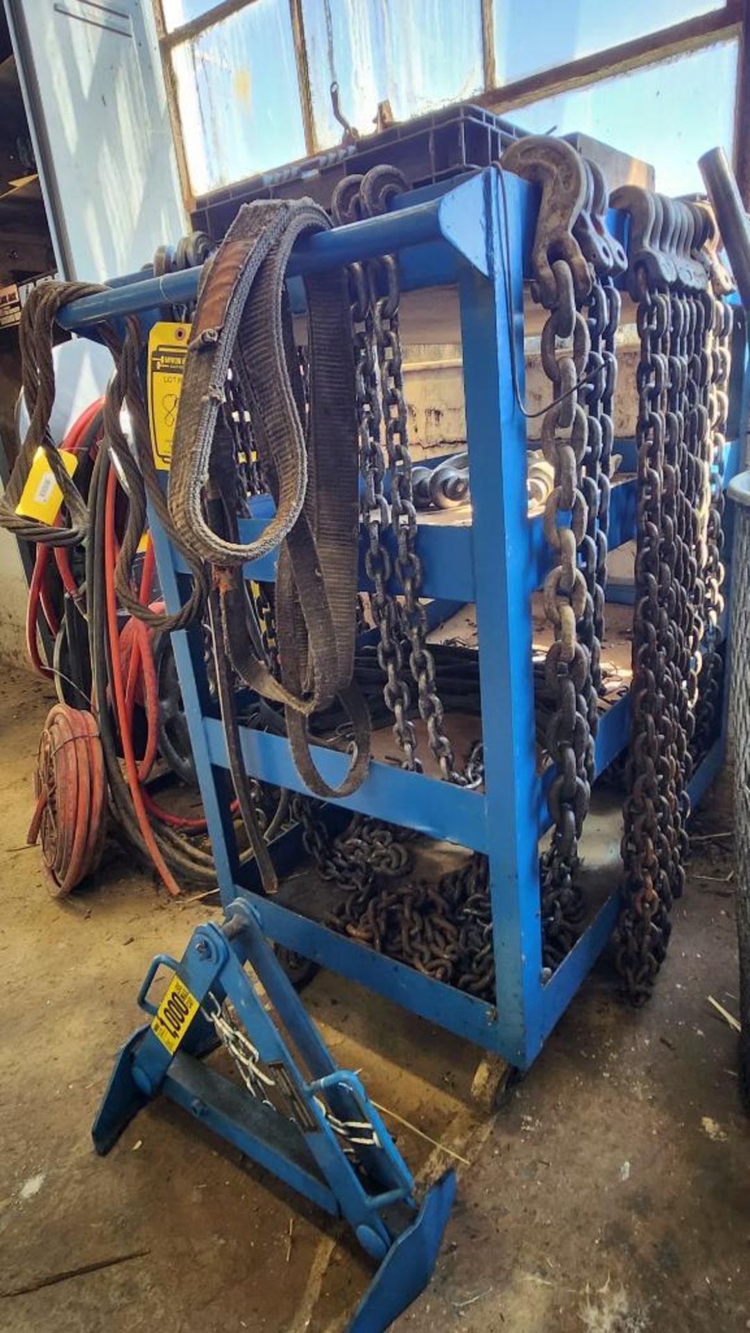 Steel Shop Cart w/ Content of Rigging Chains, Hooks, Eyebolts, Shackles, Rigging Harnesses - Image 4 of 5