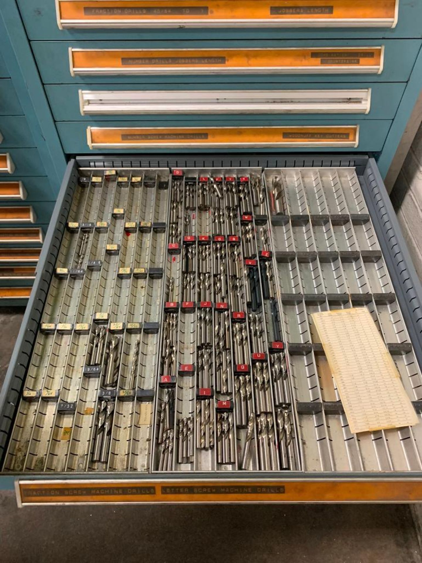 Vidmar 12-Drawer Cabinet & Green Vidmar Cabinet w/ Drills, Keyway Cutters, Punches & Dies, Tube Bend - Image 7 of 12