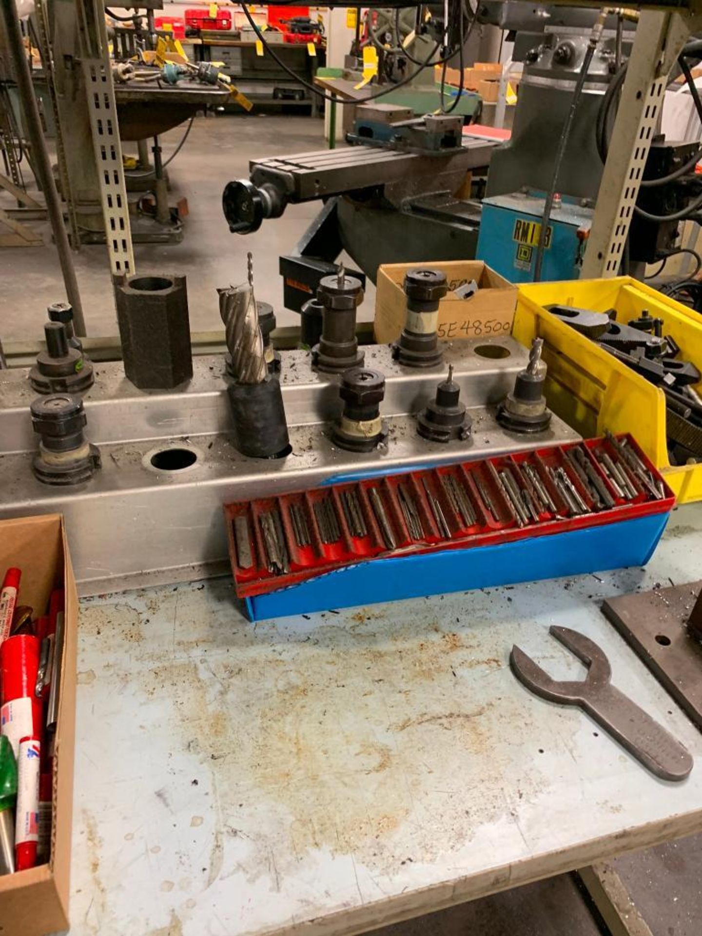 Workbench w/ Assorted 40-Taper Tool Holders, Tooling, Spring Collets, Taper Tool Change Vise, Hold-D - Image 6 of 7