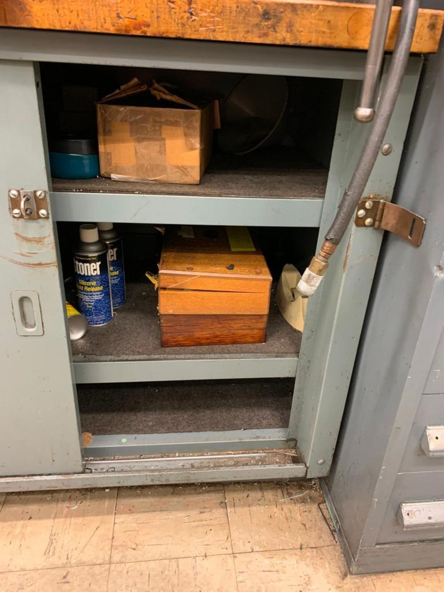 Butcherblock Top Workbench, Wilton 4" Bench Vise, & Shelf Unit w/ Content - Image 2 of 4