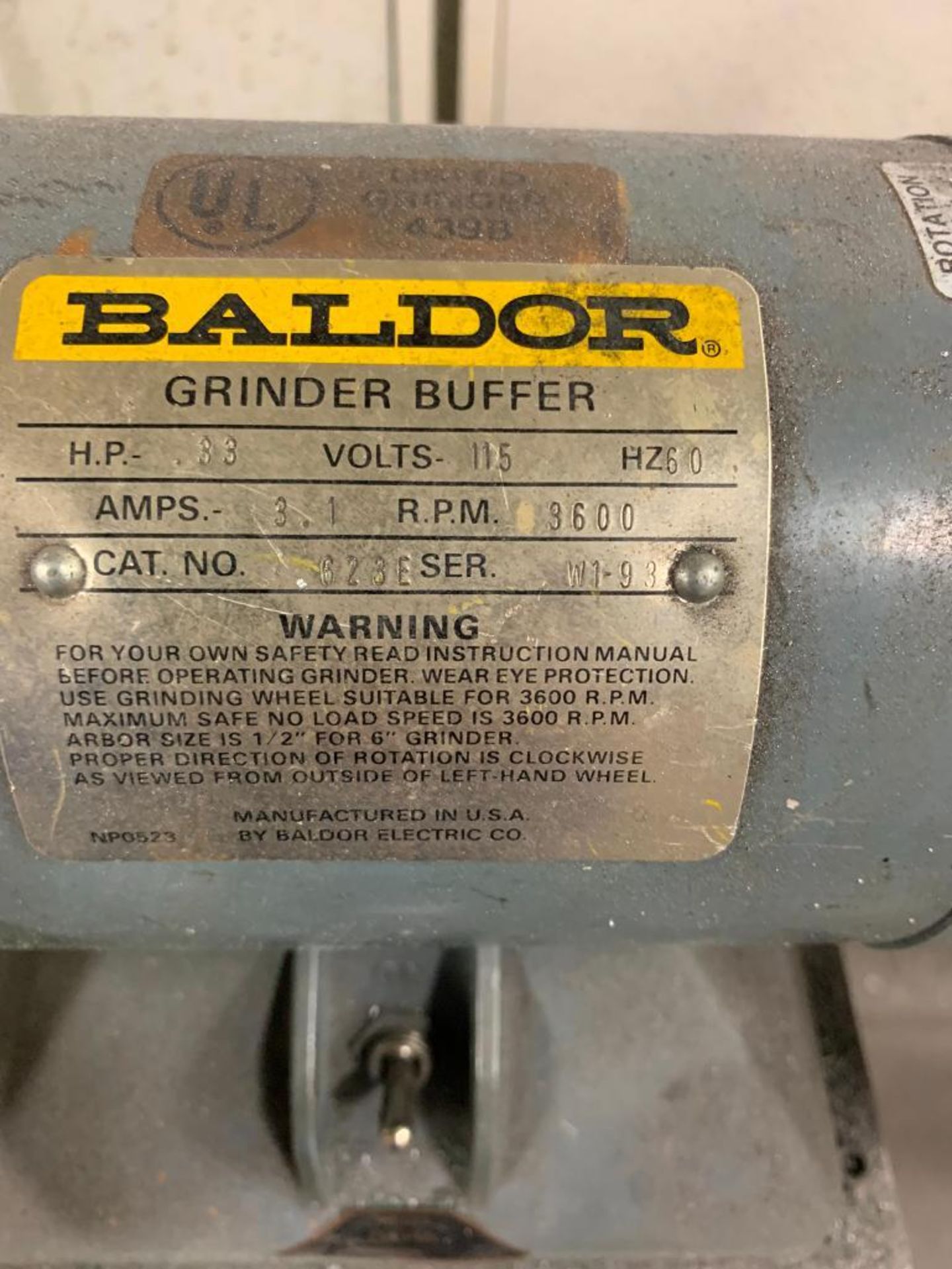 Baldor 6" Pedestal Grinder, 1/3-Hp, 3600 Rpm, 115 V - Image 2 of 2