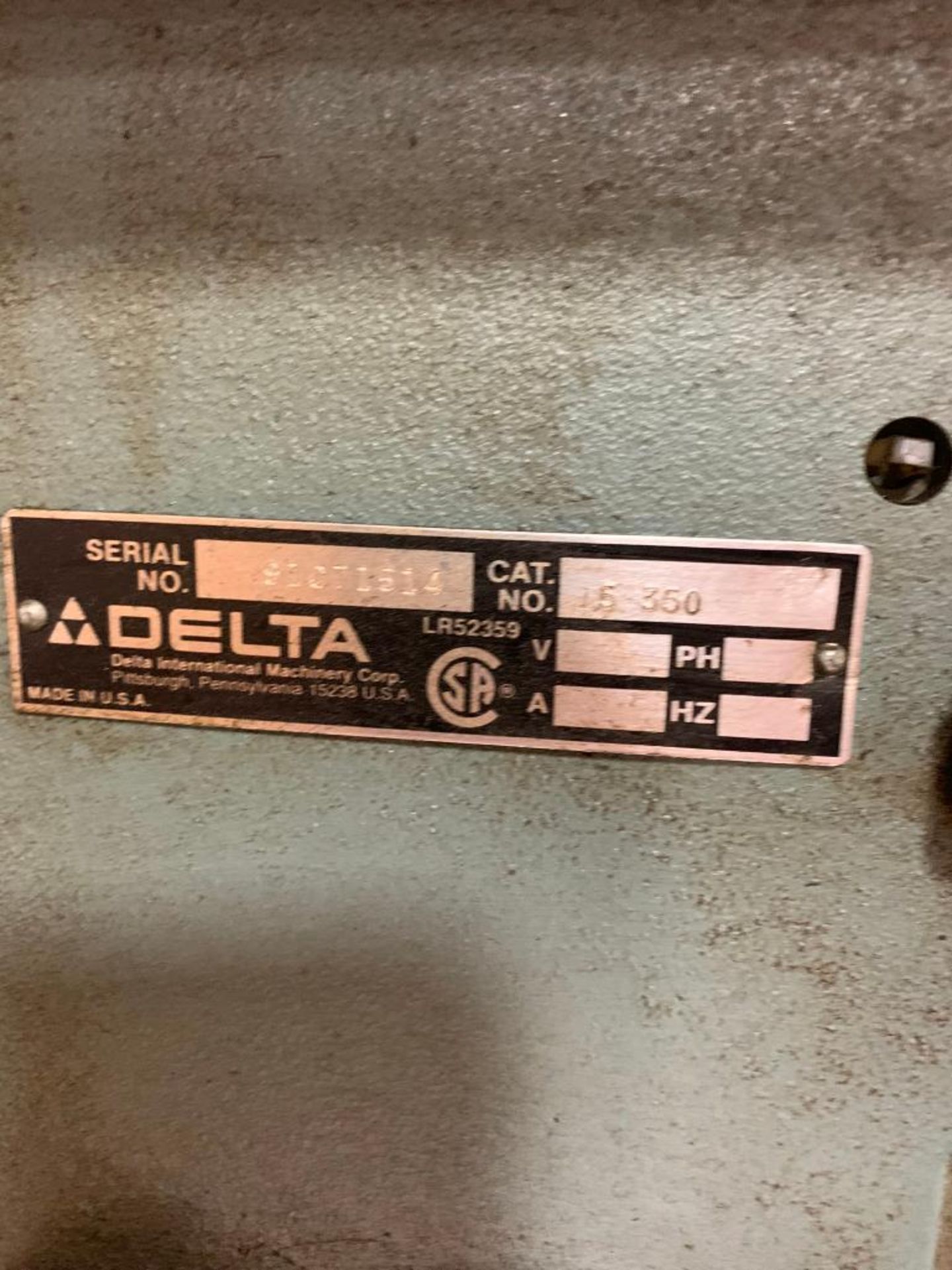 Delta Pedestal Drill Press, Model 15-350, 3/4-HP, 120 V, S/N 91C71514 - Image 3 of 3