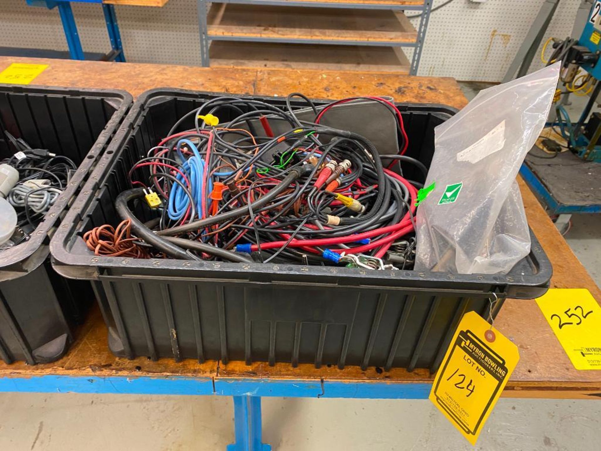 Box w/ Assorted Leads & Electrical Cord