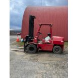 Hyster 8,000 LB. Manual-Shift Forklift, 764.9 Hours Showing on Meter, Front-Dual Solid Tires, 2-Stag