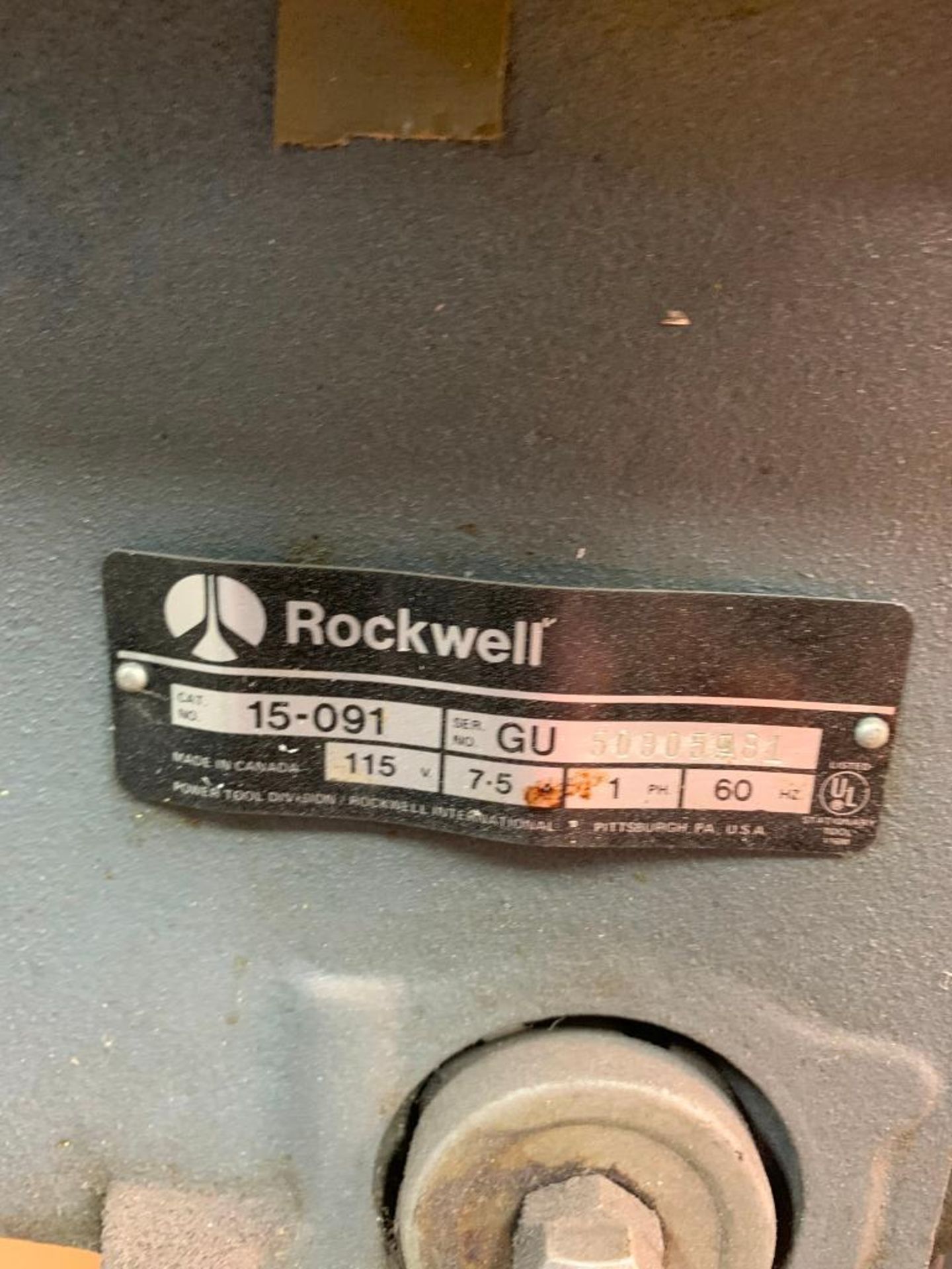 Rockwell Pedestal Drill Press, Model 15, 115 V - Image 3 of 3