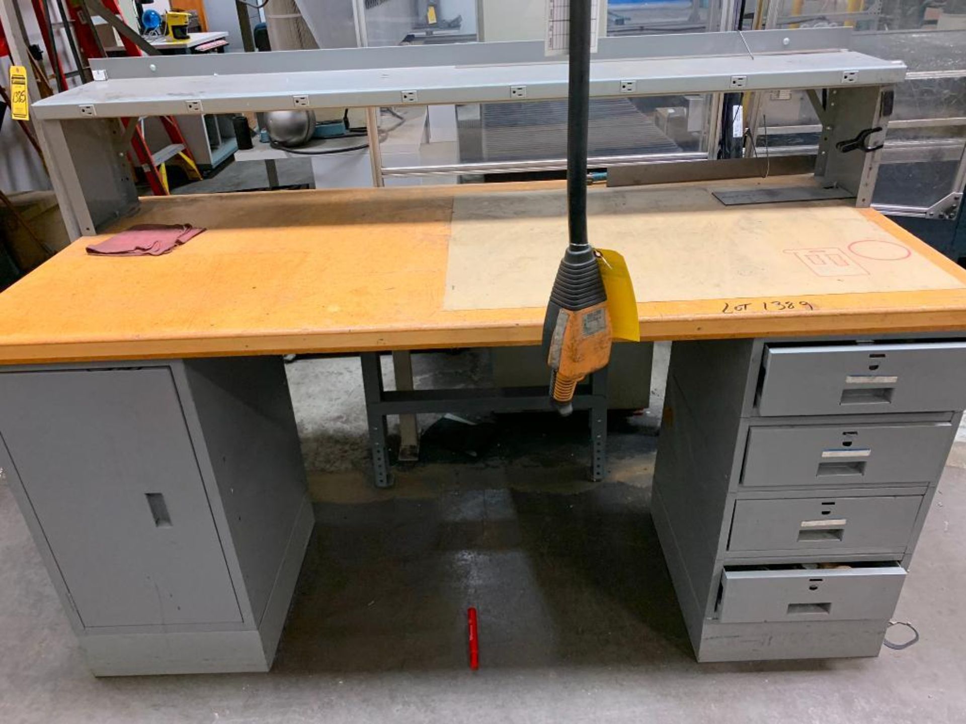 (3) Workbenches, (1) Table on Casters, (1) 2-Door Cabinet w/ Content: Angle Plates, V-Blocks, Pin Ga - Image 6 of 11