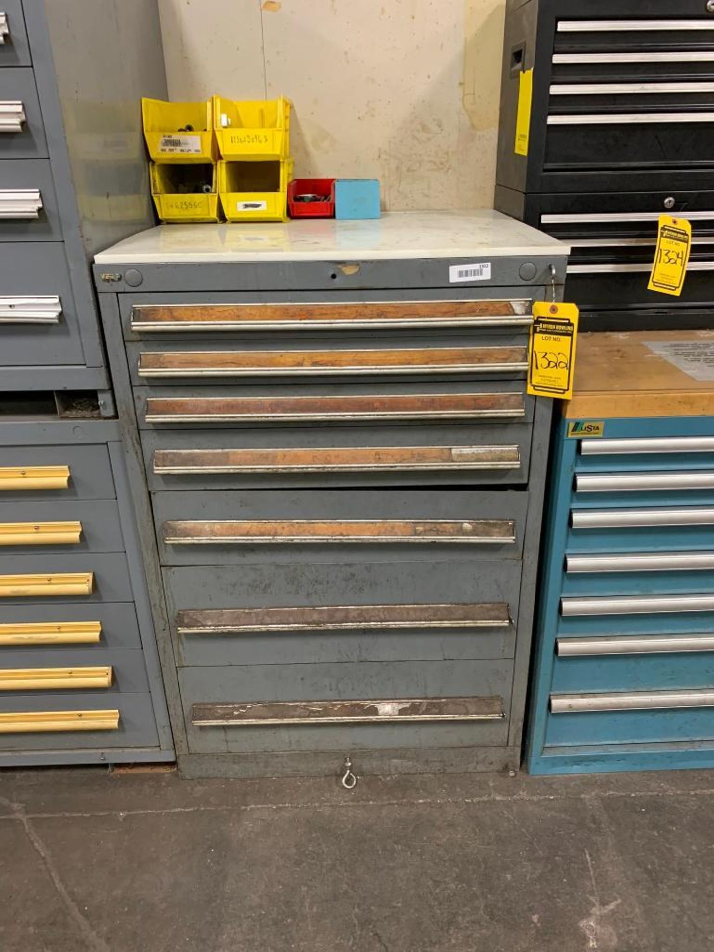 Vidmar 7-Drawer Cabinet w/ Content: Vise Jaws, Hold-Downs, Clamps