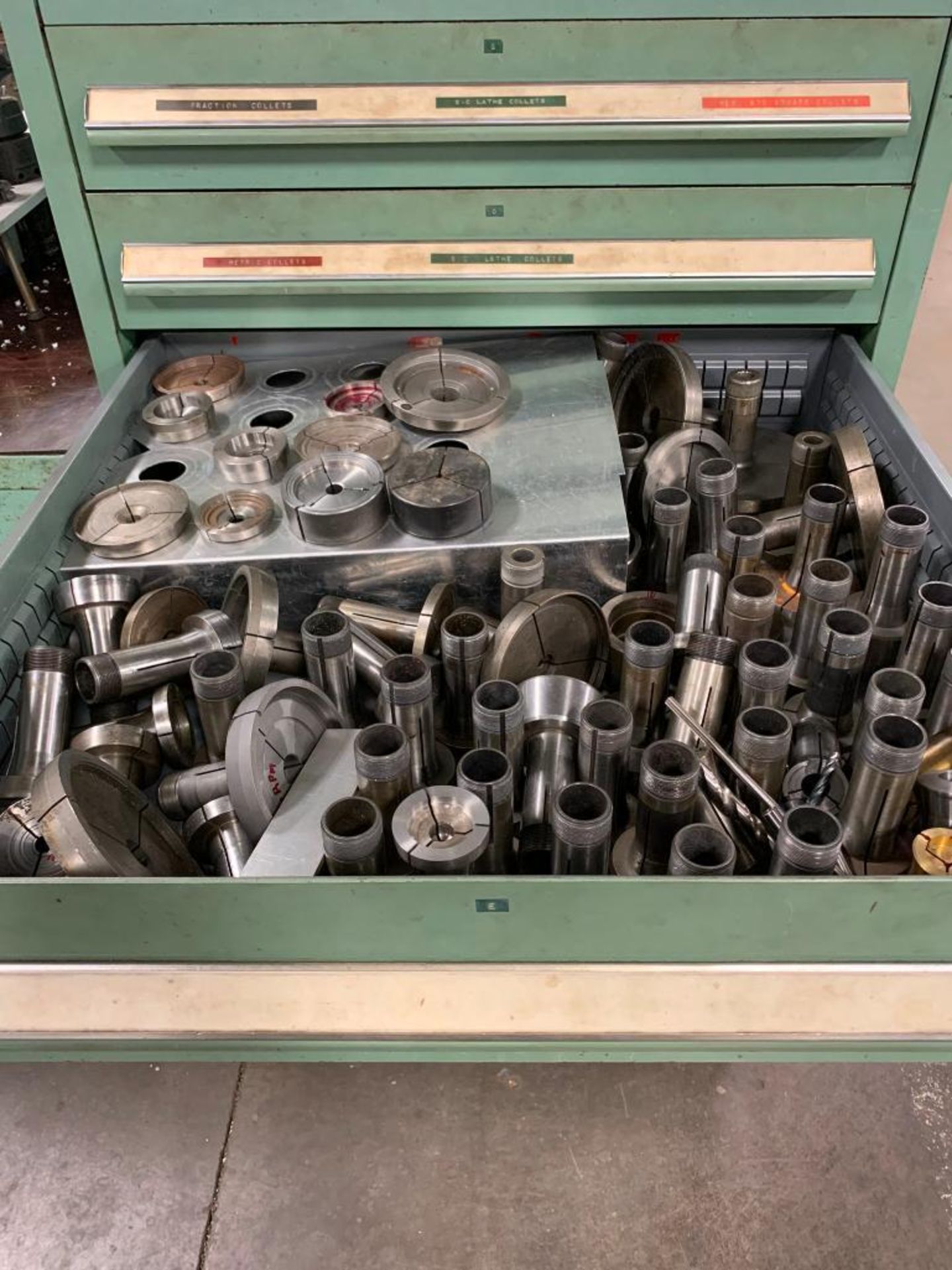 8-Drawer Cabinet w/ Hold-Downs, 5-C Collets, Step Chucks, & (6) Jaw Chucks - Image 5 of 8