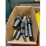 Box of Assorted Drill Chucks, Chuck Arbor, Collet Extension